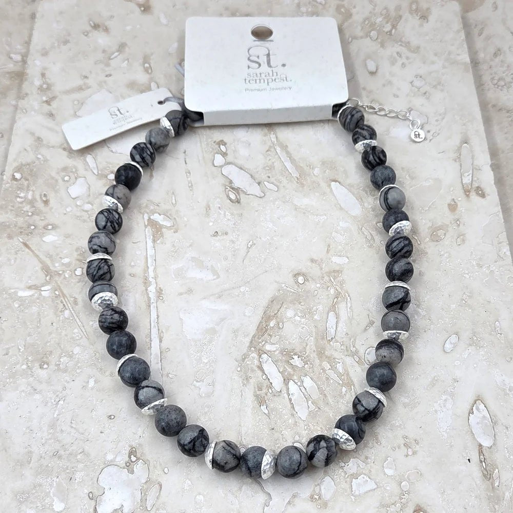Tempest DesignsTempest Designs Jasper beaded necklace with soft hammered detailAccessories - Blue Water Clothing