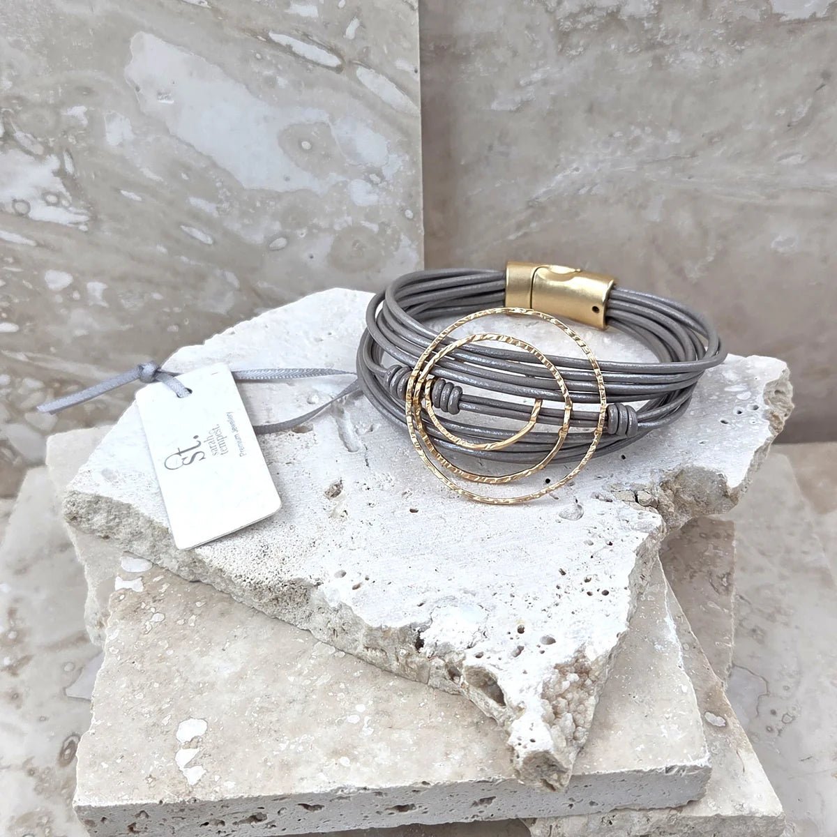 Tempest DesignsTempest Designs Open textured rings multistrand leather braceletAccessories - Blue Water Clothing