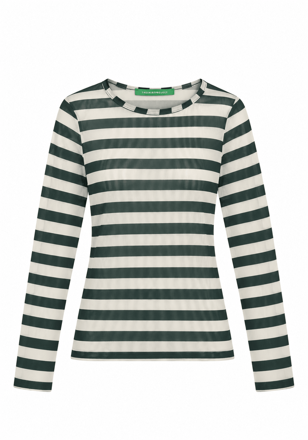 The Shirt Project Striped Long Sleeve Top 52003Ecru/Pine Green - Blue Water Clothing