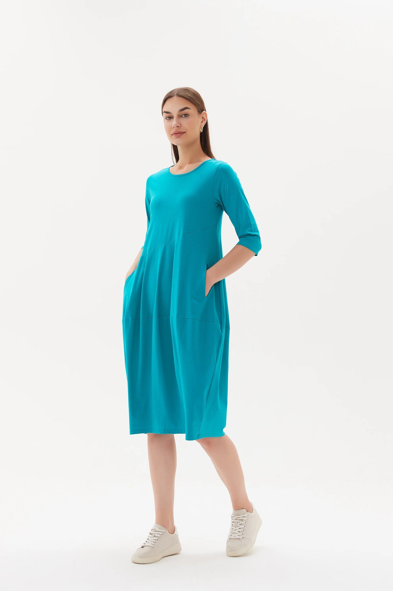 Tirelli 3/4 Diagonal Dress - Blue Water Clothing