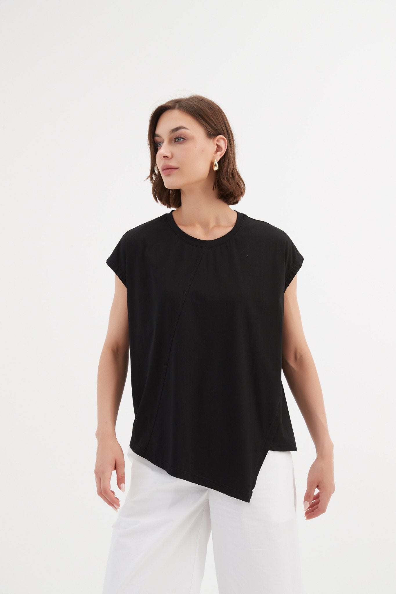 TirelliTirelli Asymmetric Seam Tee BlackClothingBlack - Blue Water Clothing