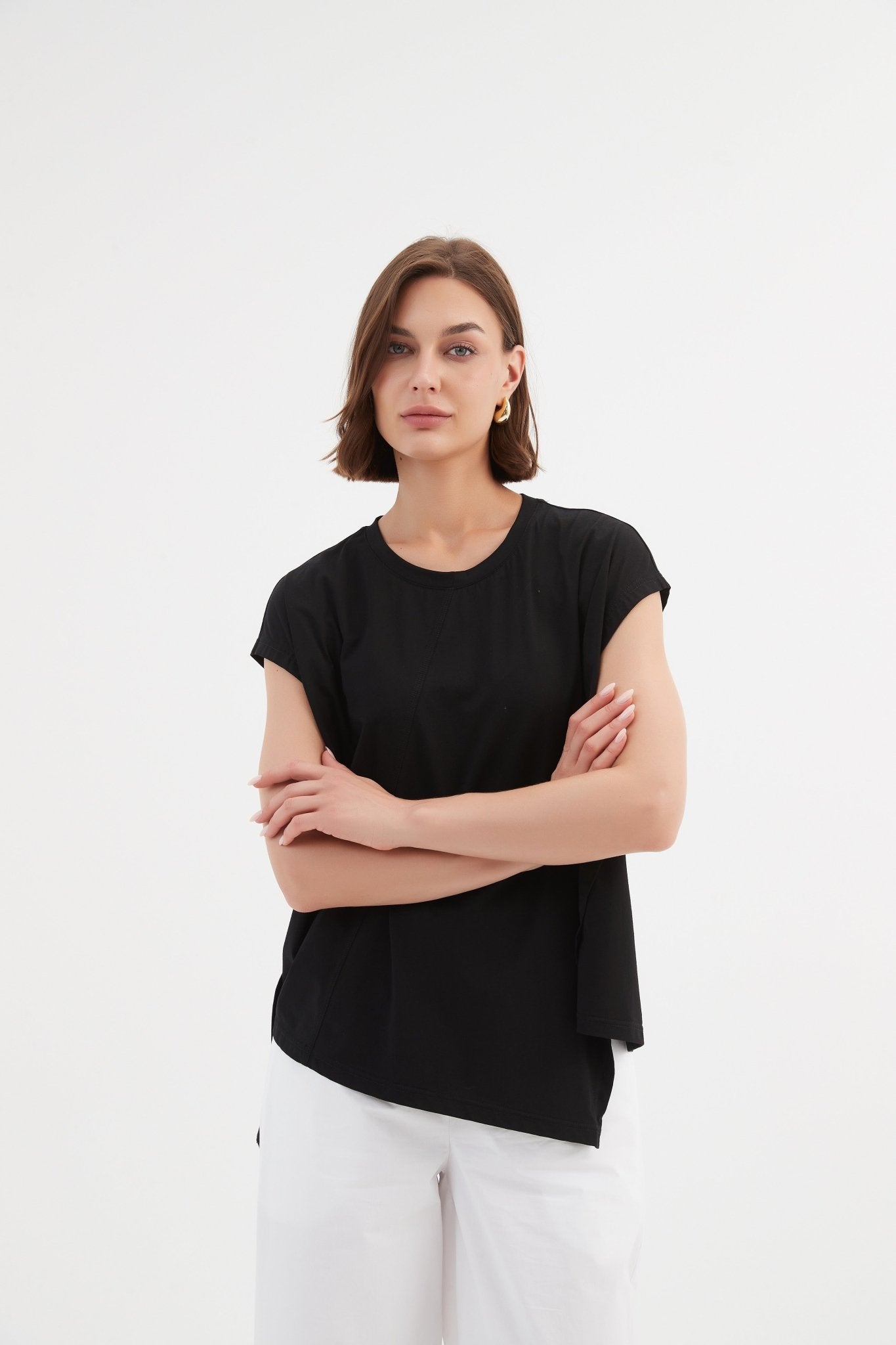 TirelliTirelli Asymmetric Seam Tee BlackClothingBlack - Blue Water Clothing