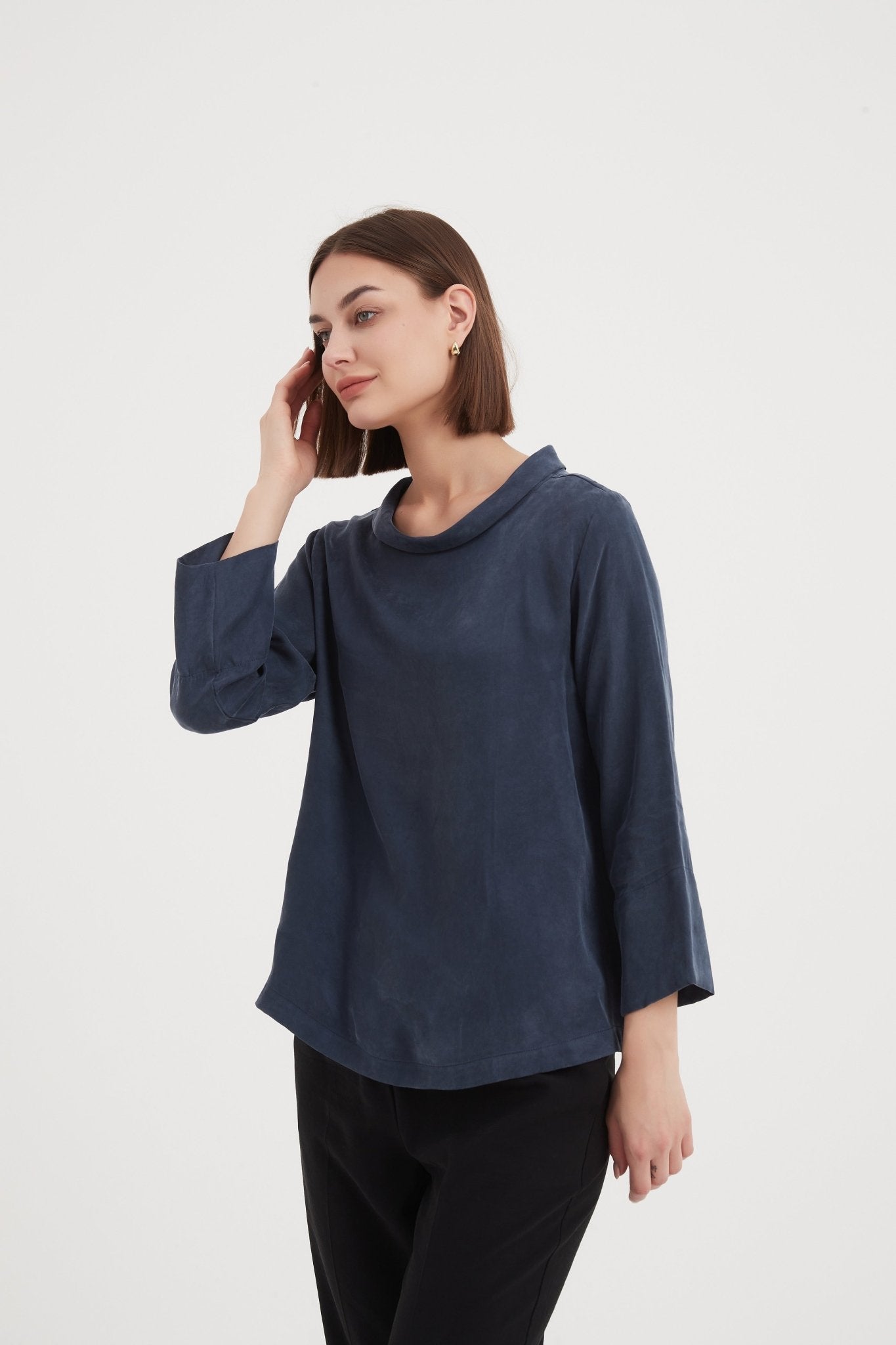 TirelliTirelli Bell Sleeve Mock Neck TopClothingBlack - Blue Water Clothing
