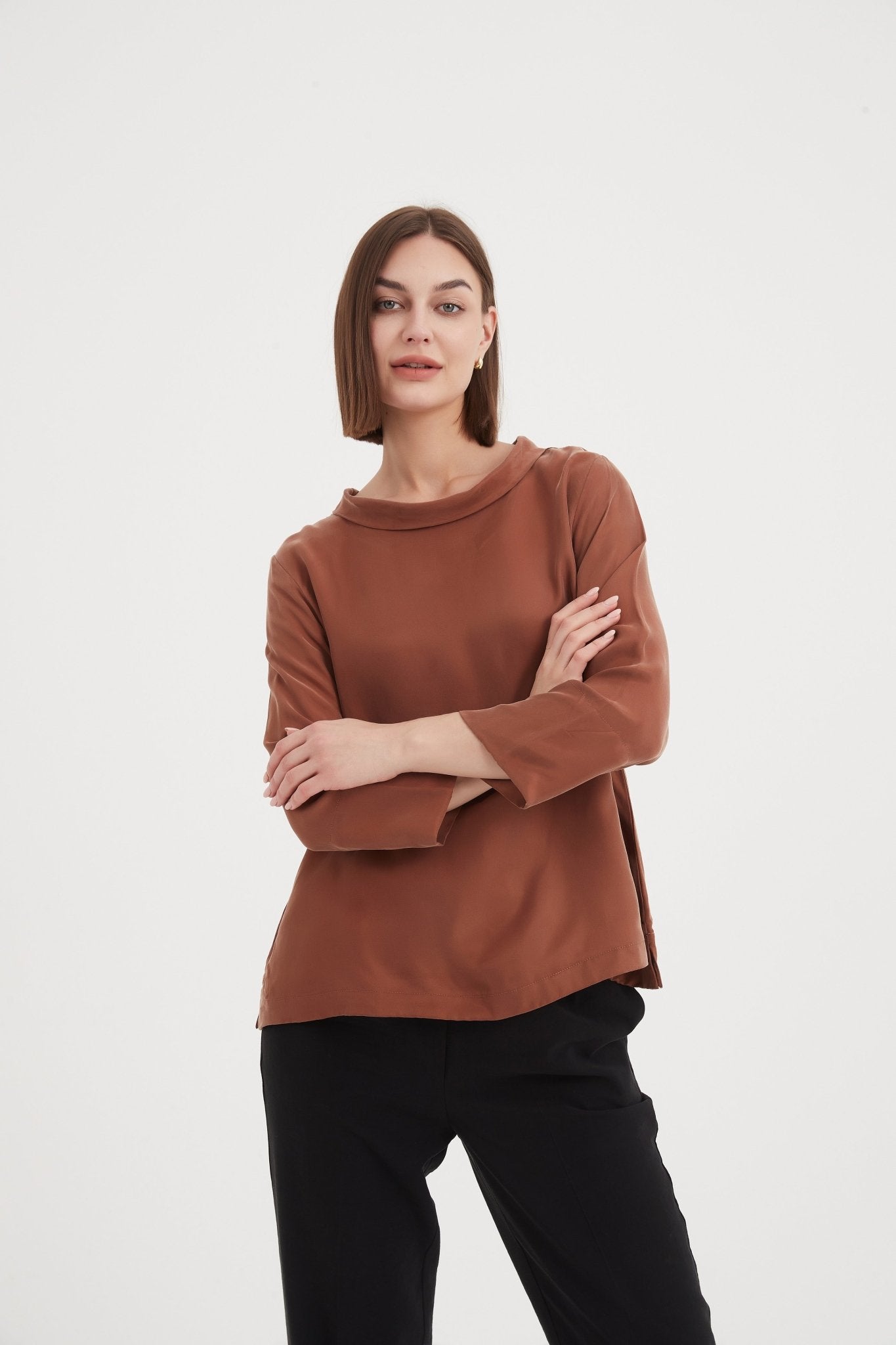 TirelliTirelli Bell Sleeve Mock Neck TopClothingMocha - Blue Water Clothing