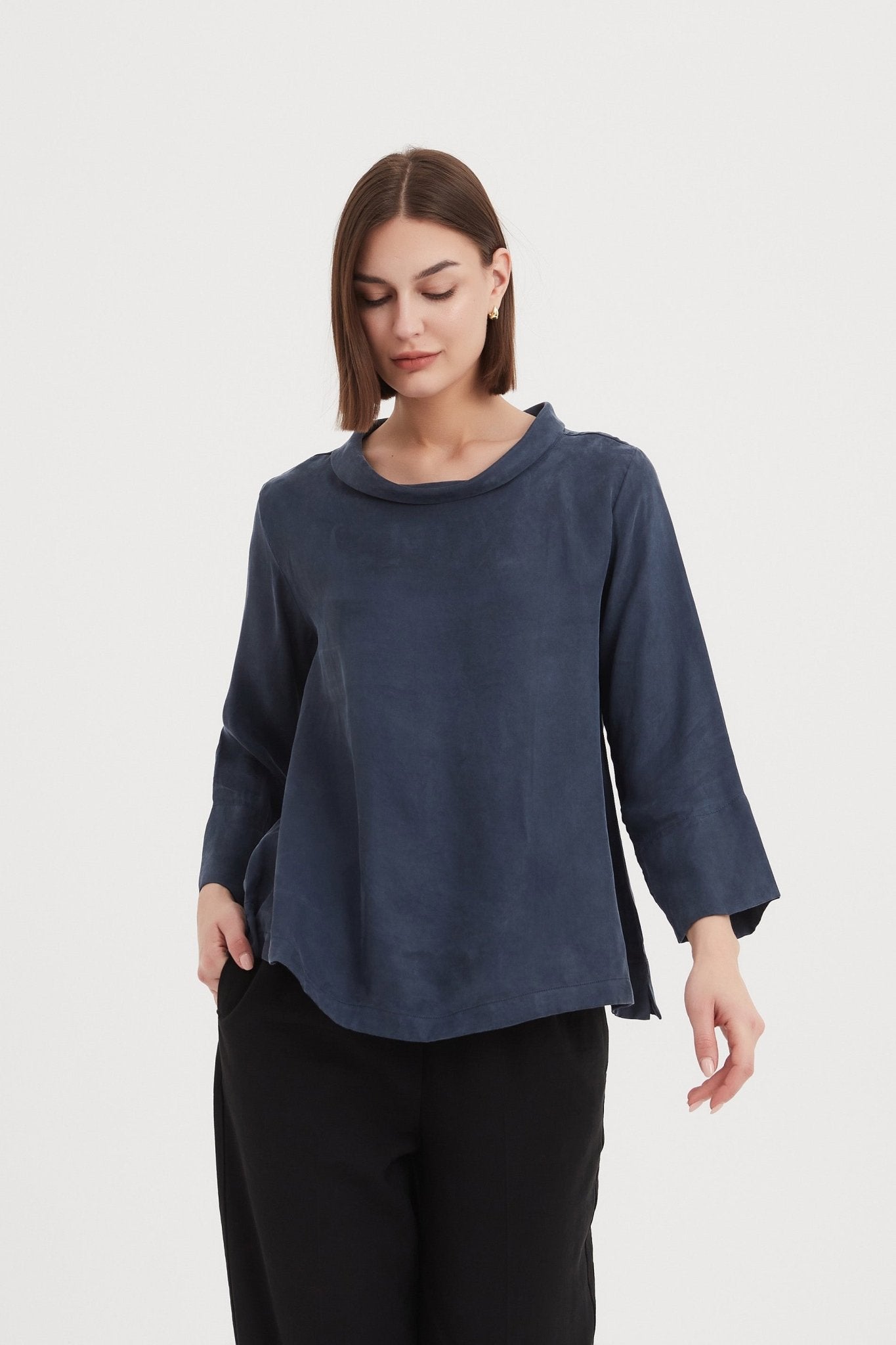 TirelliTirelli Bell Sleeve Mock Neck TopClothingBlack - Blue Water Clothing