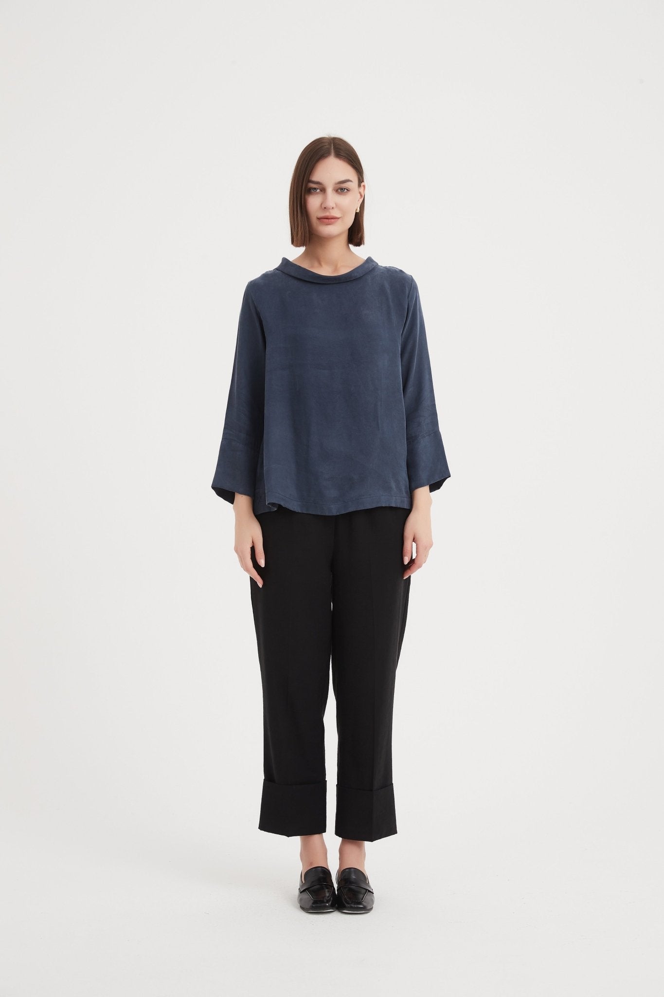 TirelliTirelli Bell Sleeve Mock Neck TopClothingBlack - Blue Water Clothing