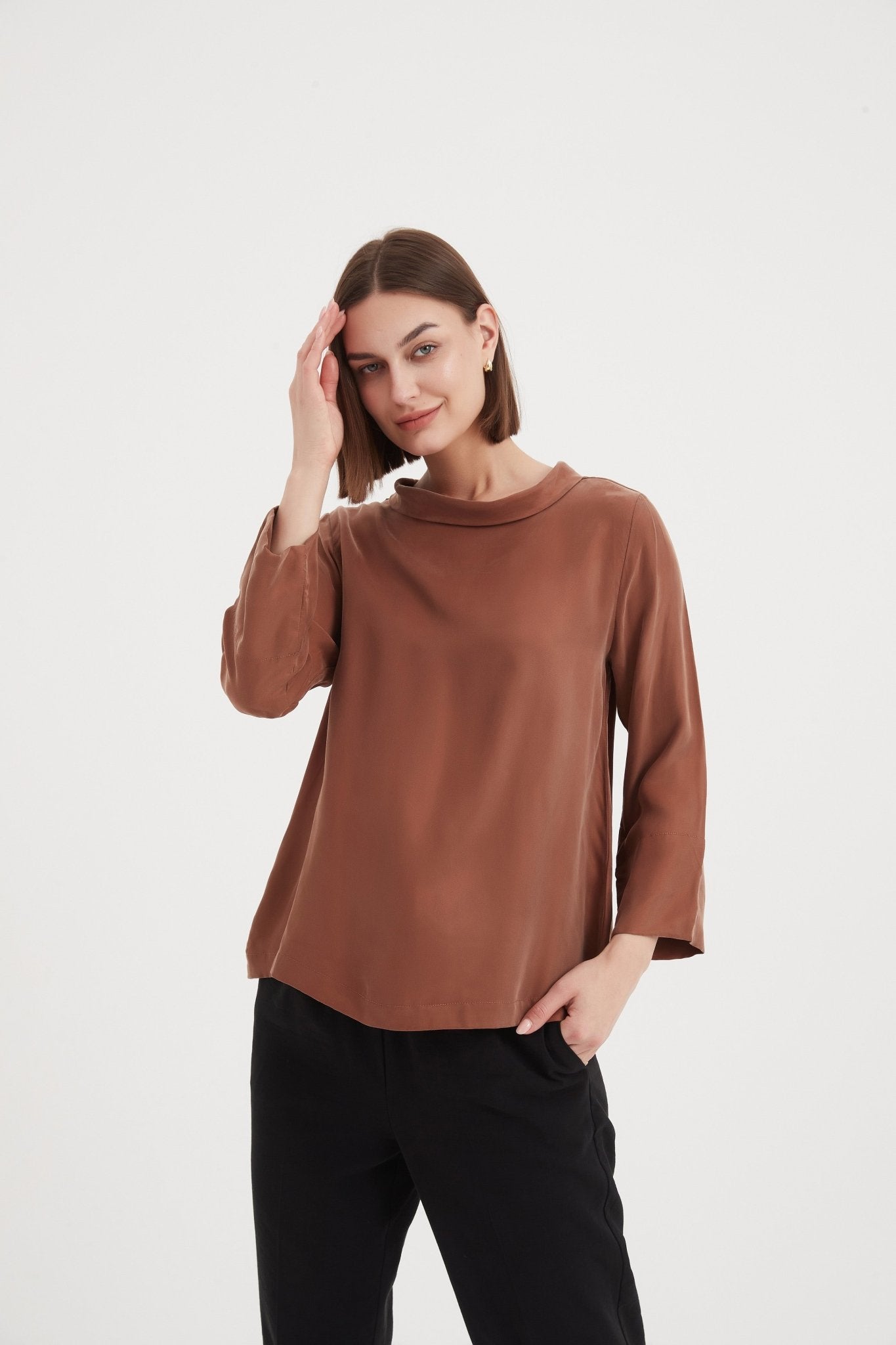 TirelliTirelli Bell Sleeve Mock Neck TopClothingBlack - Blue Water Clothing