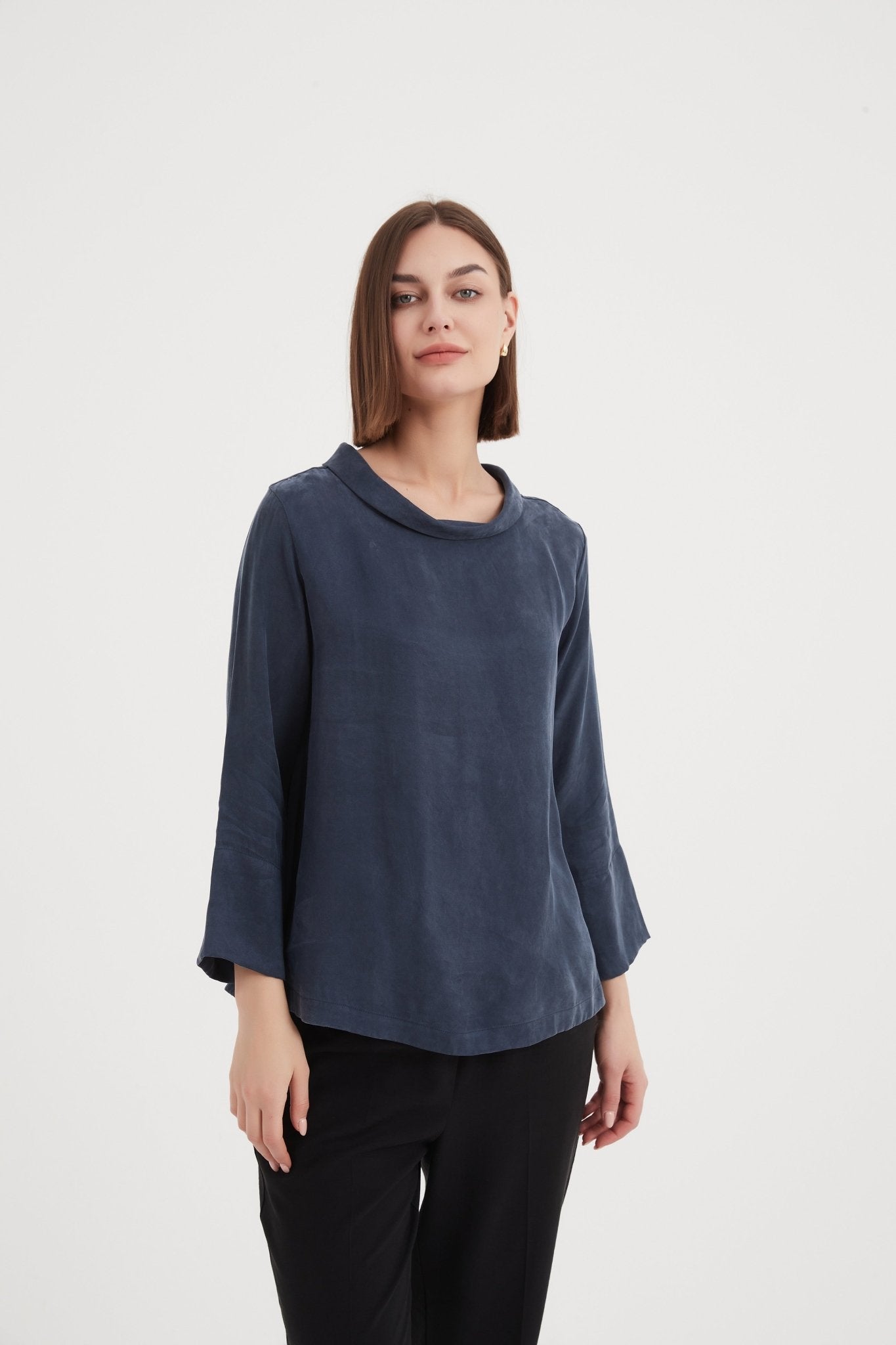TirelliTirelli Bell Sleeve Mock Neck TopClothingDeep Ocean - Blue Water Clothing