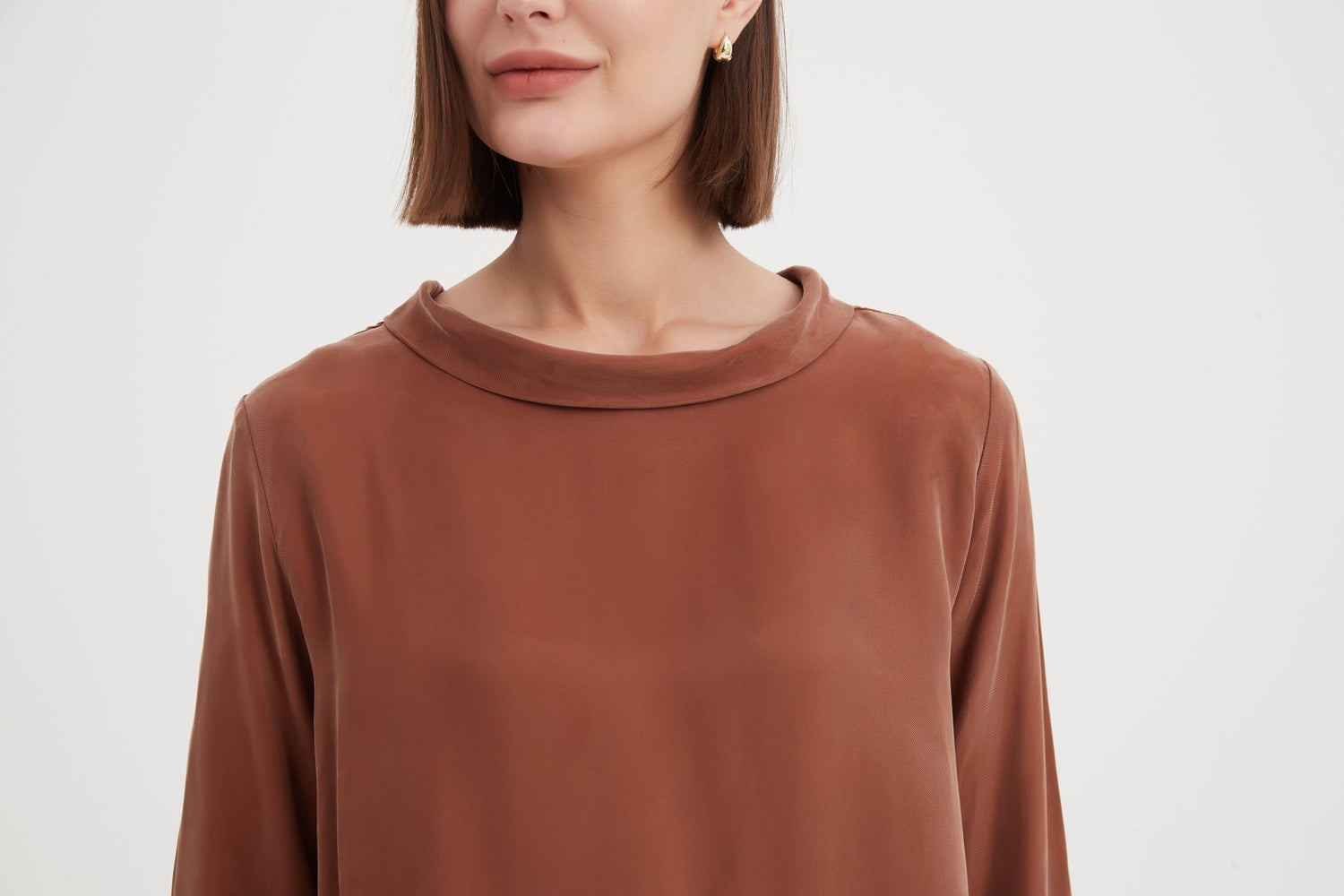 TirelliTirelli Bell Sleeve Mock Neck TopClothingMocha - Blue Water Clothing