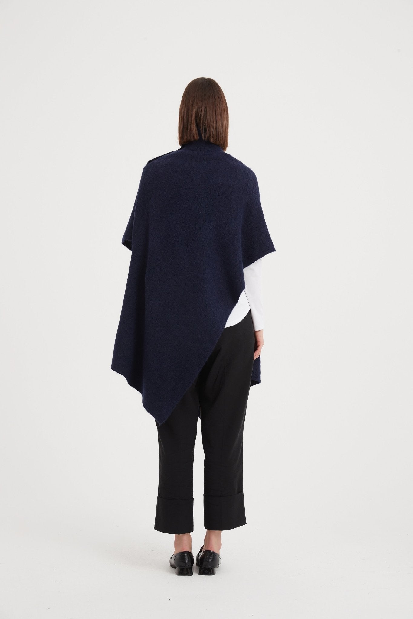 TirelliTirelli Button Detail Asymmetric PonchoClothingNavy - Blue Water Clothing
