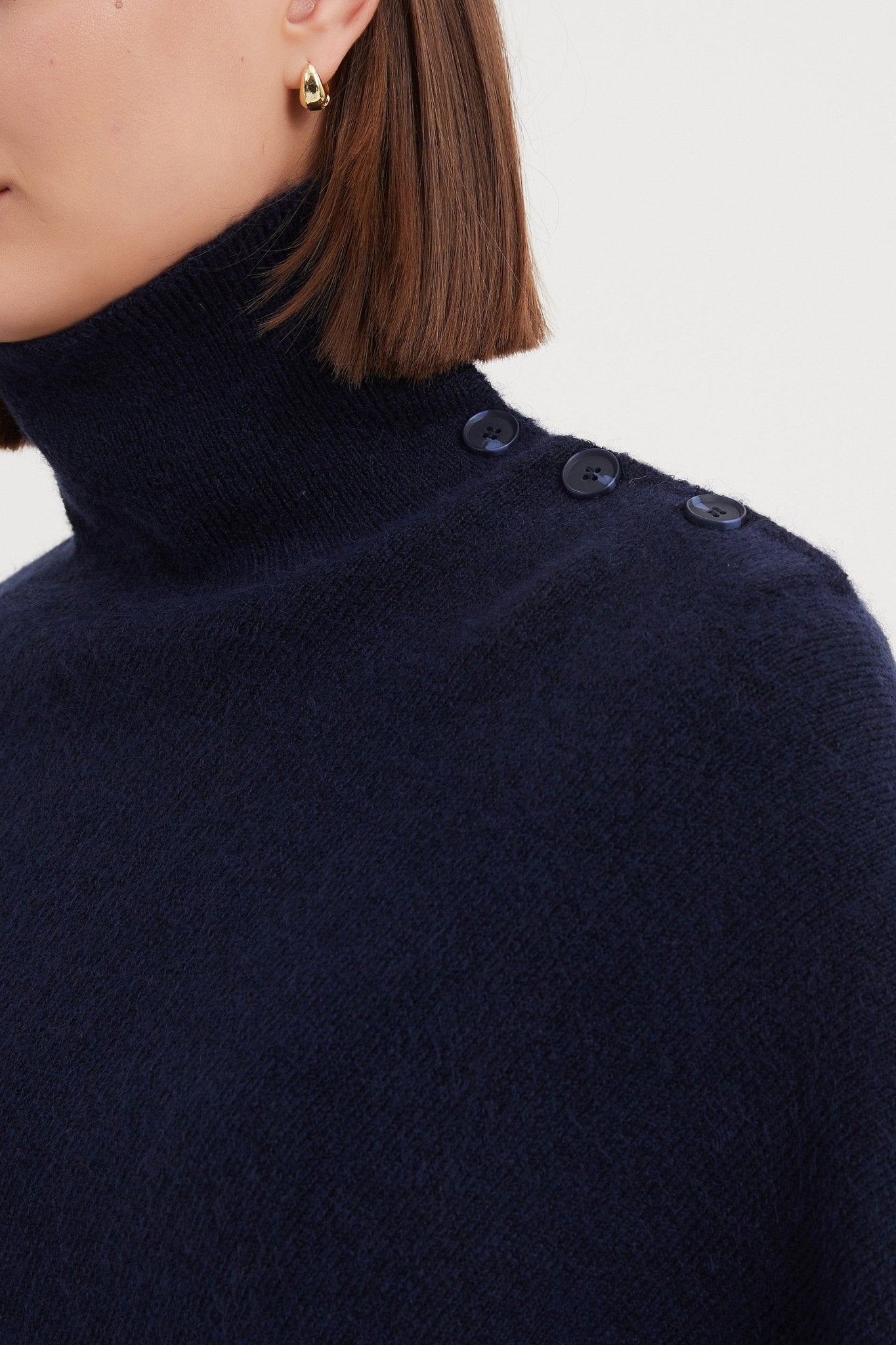 TirelliTirelli Button Detail Asymmetric PonchoClothingNavy - Blue Water Clothing