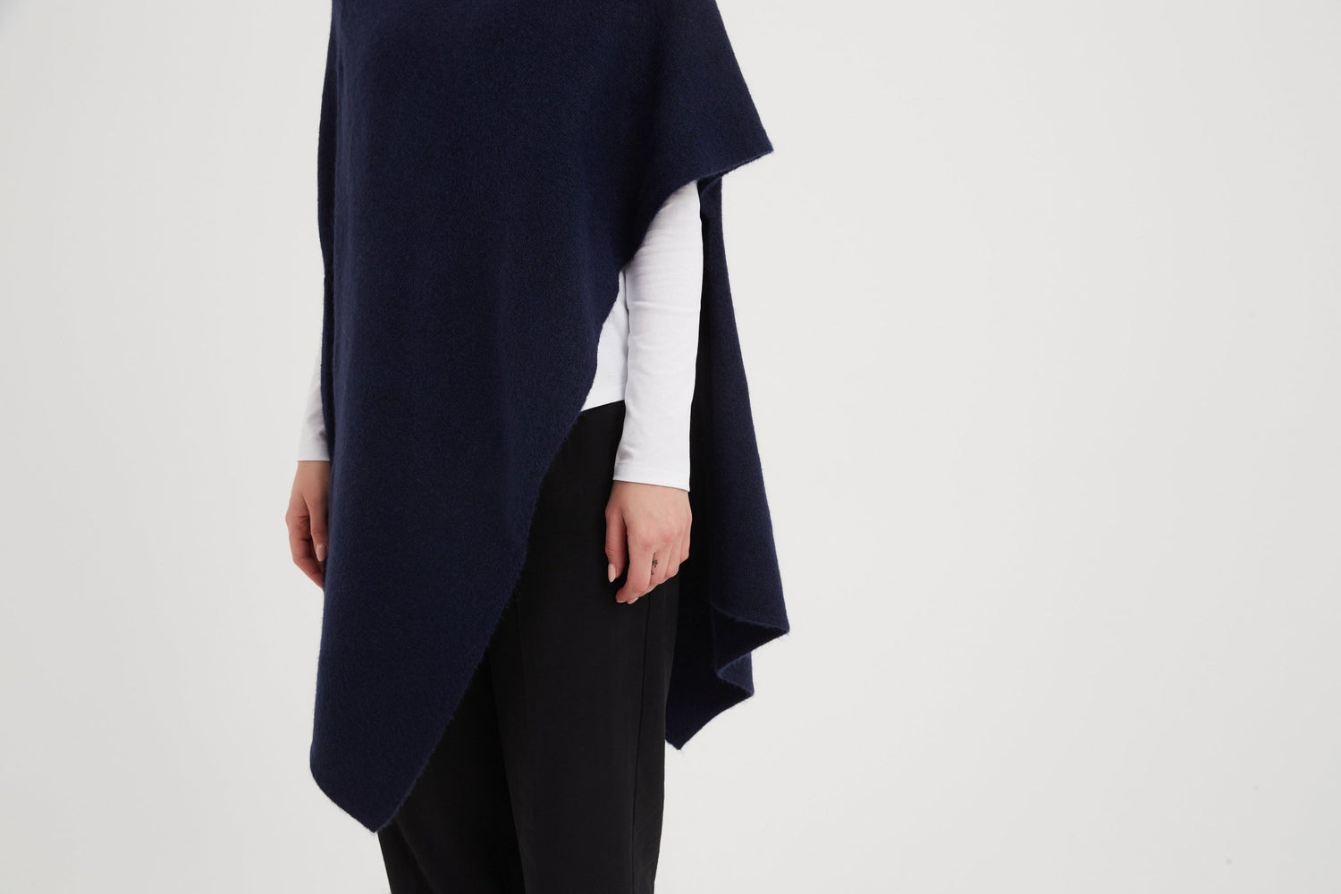 TirelliTirelli Button Detail Asymmetric PonchoClothingNavy - Blue Water Clothing