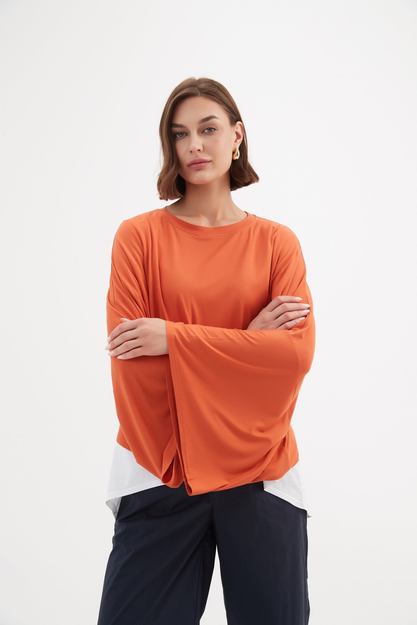 TirelliTirelli Jersey Oversized Layer Top Burnt OrangeClothingBurnt Orange - Blue Water Clothing