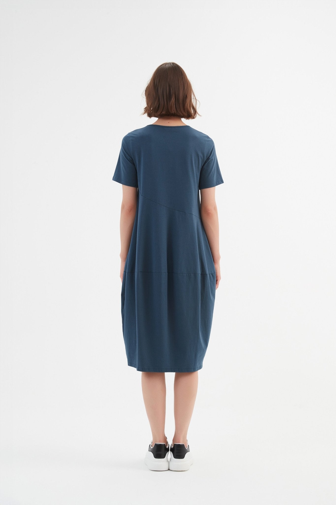 TirelliTirelli Short Sleeve Diagonal Seam Dress Deep TealClothingDeep Teal - Blue Water Clothing