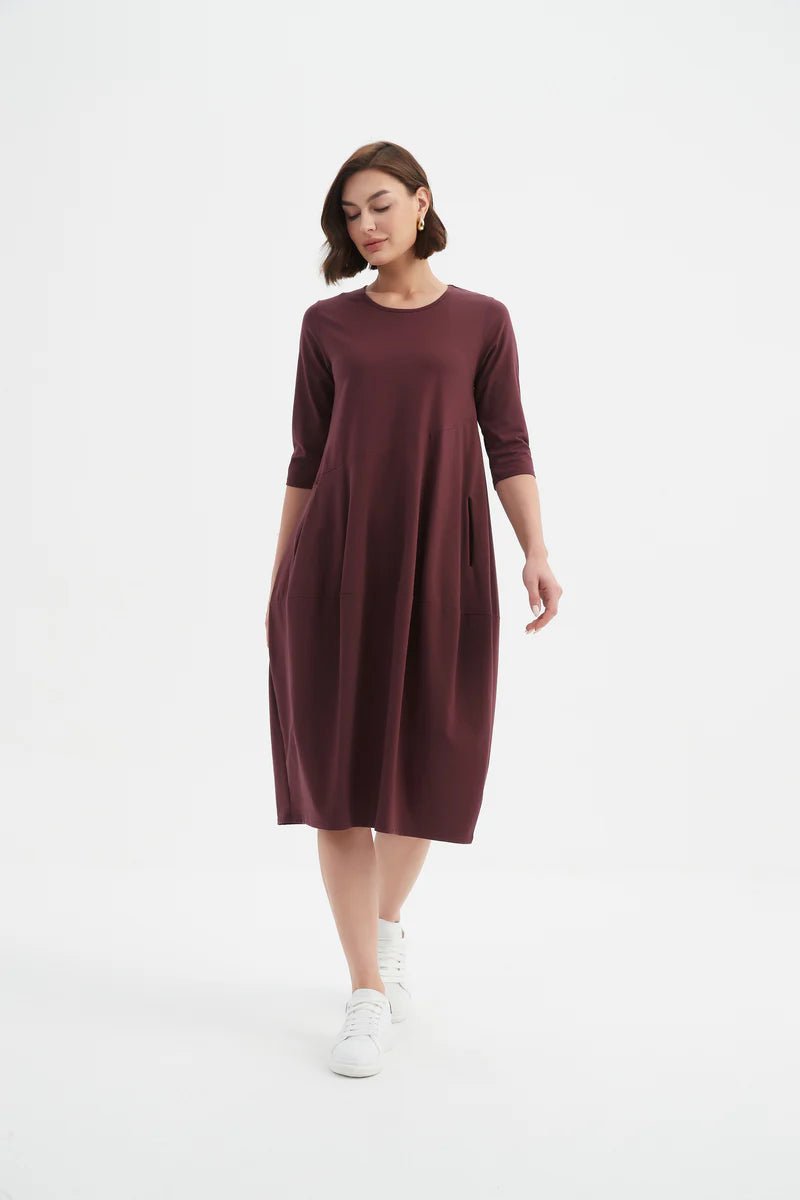 TirelliTirelli Diagonal Seam Winter Dress 25ClothingAubergine - Blue Water Clothing