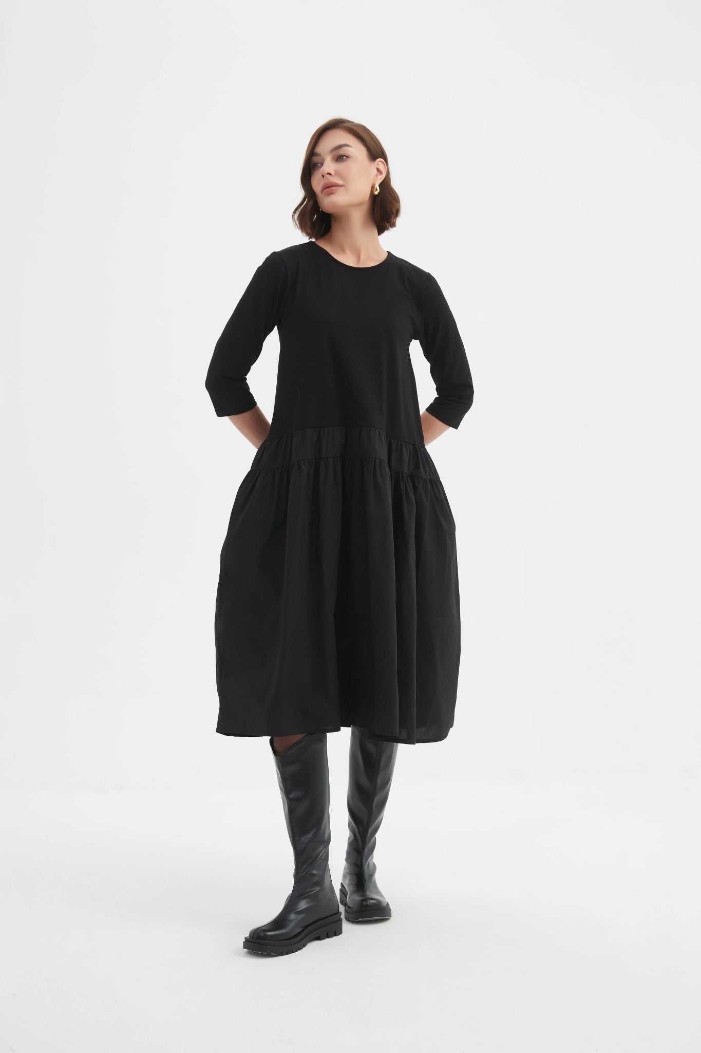 TirelliTirelli Drop Waist Combi DressClothingBlack - Blue Water Clothing