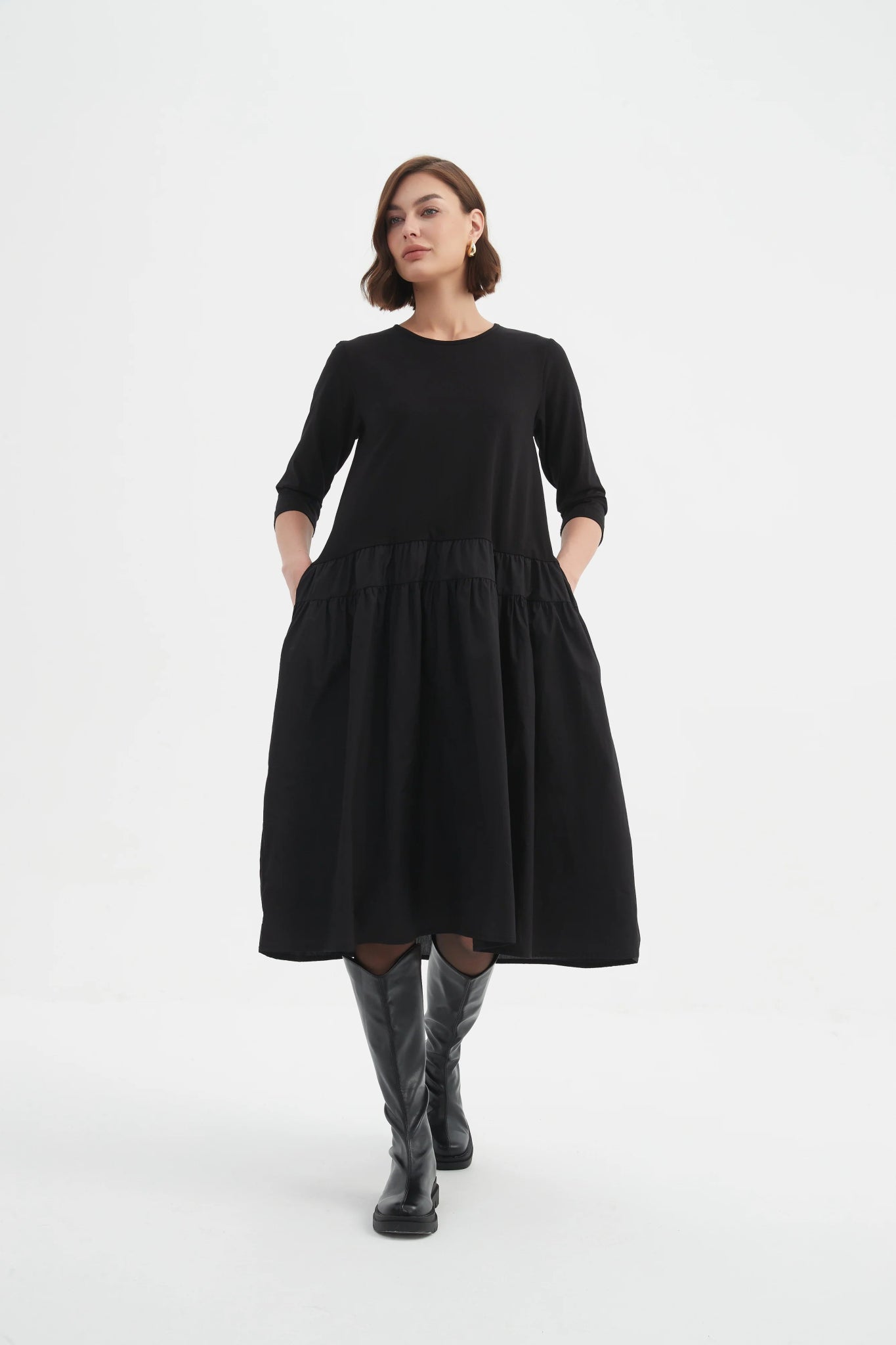 TirelliTirelli Drop Waist Combi DressClothingBlack - Blue Water Clothing