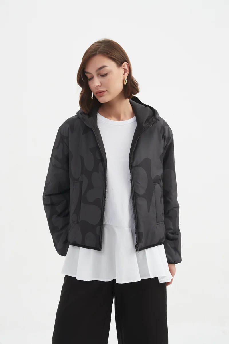 TirelliTirelli Reversible Print Puffer Jacket CharcoalCoats & JacketsCharcoal/Black - Blue Water Clothing