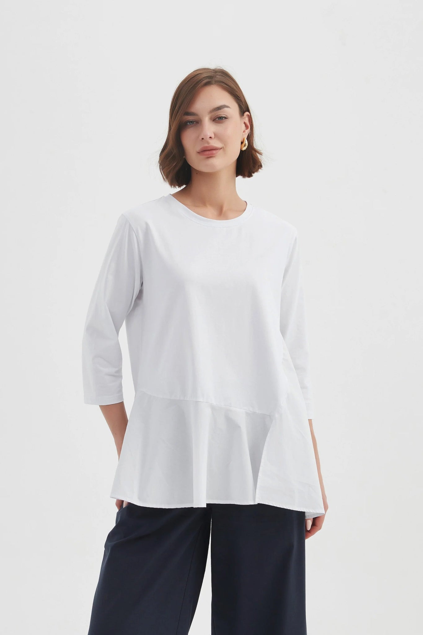TirelliTirelli Split Hem Combi TopTopsWhite - Blue Water Clothing