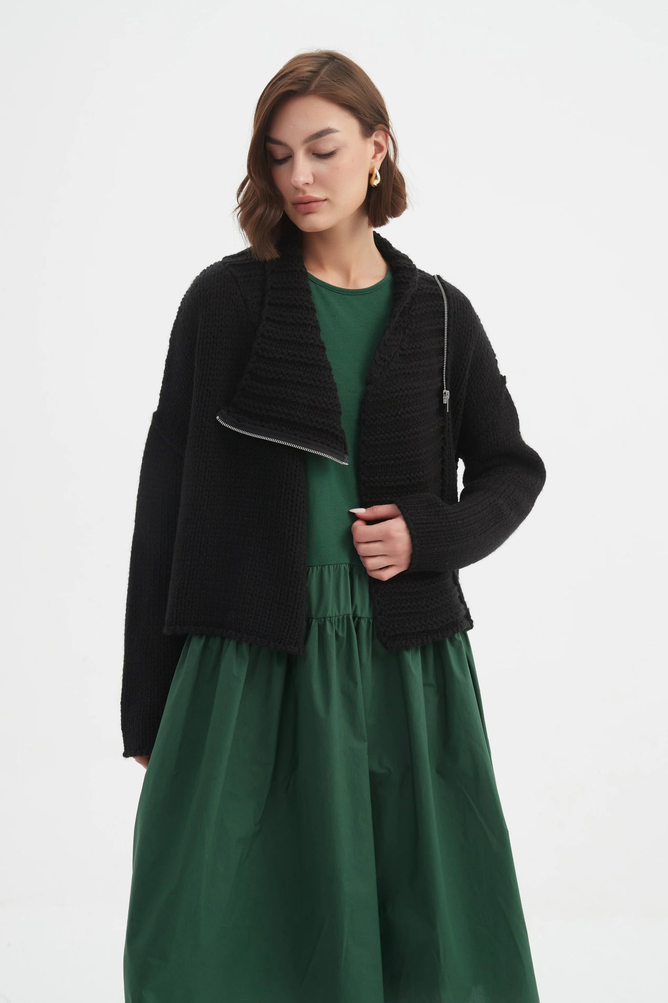 TirelliTirelli Zip Collar CardiganTopsBlack - Blue Water Clothing