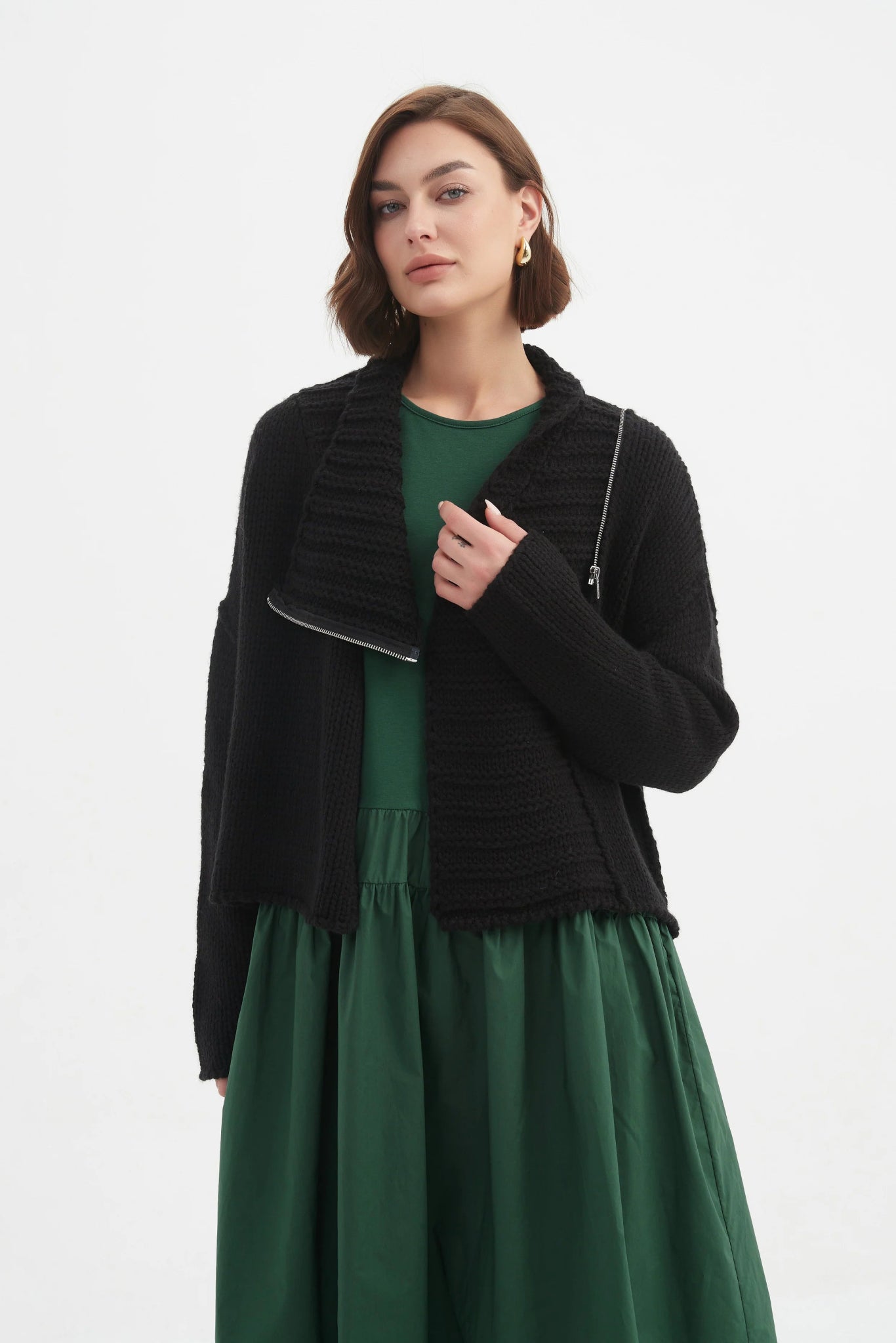 TirelliTirelli Zip Collar CardiganTopsChartreuse - Blue Water Clothing