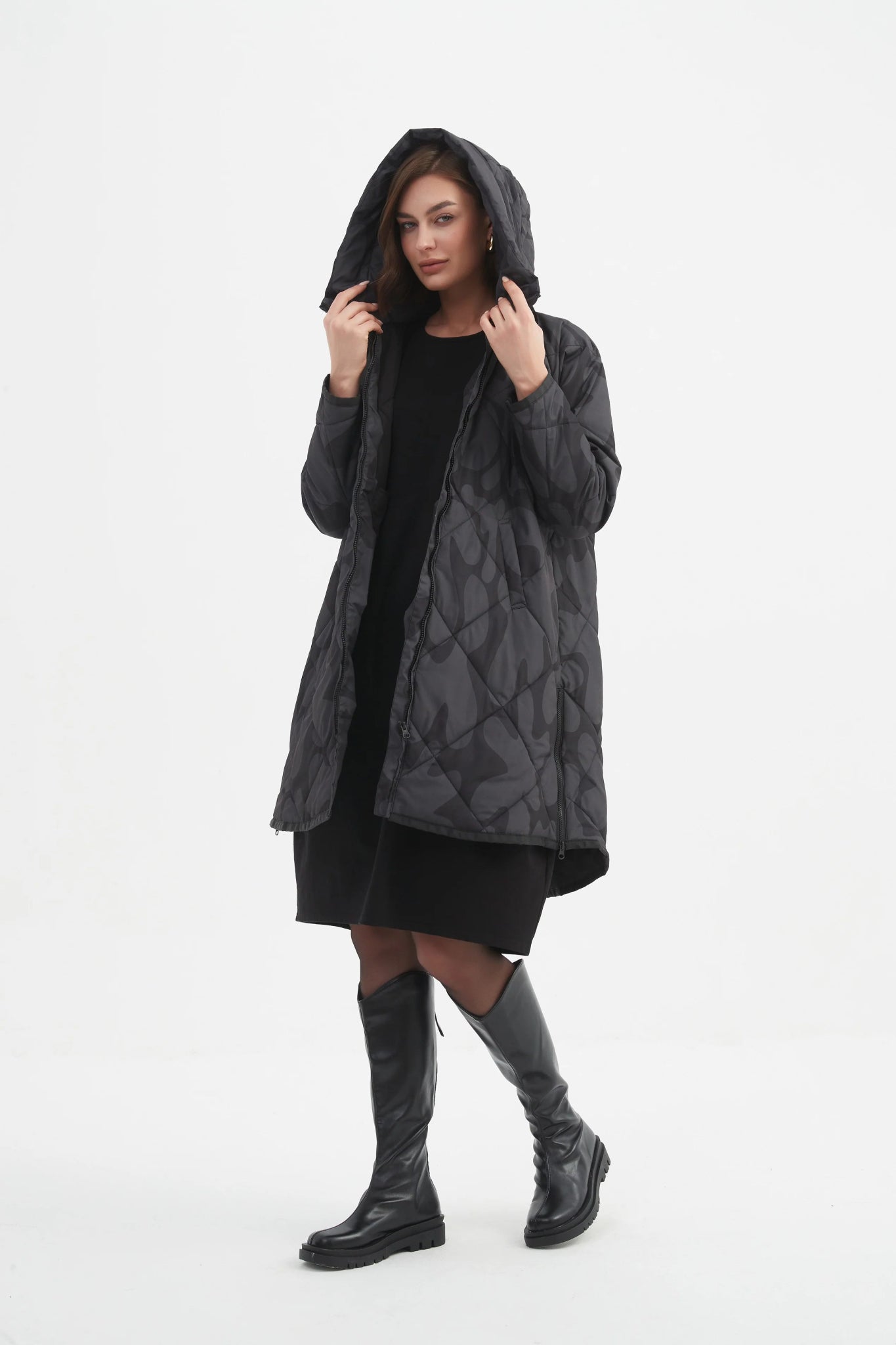 TirelliTirelli Zip Hem Winter Coat CharcoalCoats & JacketsCharcoal/Black - Blue Water Clothing