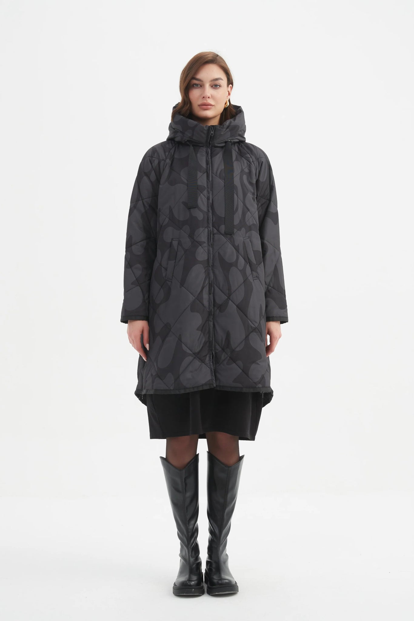 TirelliTirelli Zip Hem Winter Coat CharcoalCoats & JacketsCharcoal/Black - Blue Water Clothing