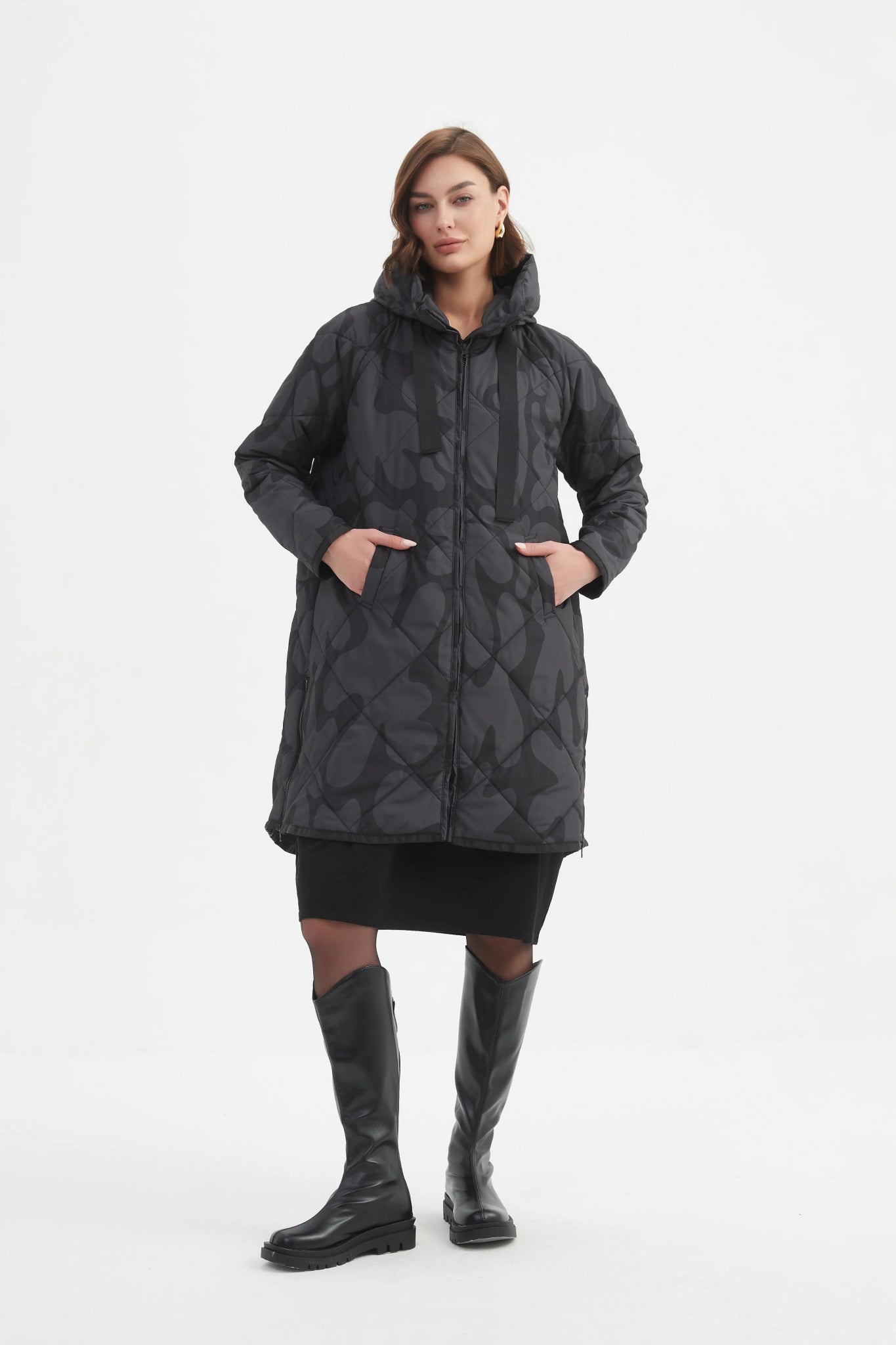 TirelliTirelli Zip Hem Winter Coat CharcoalCoats & JacketsCharcoal/Black - Blue Water Clothing
