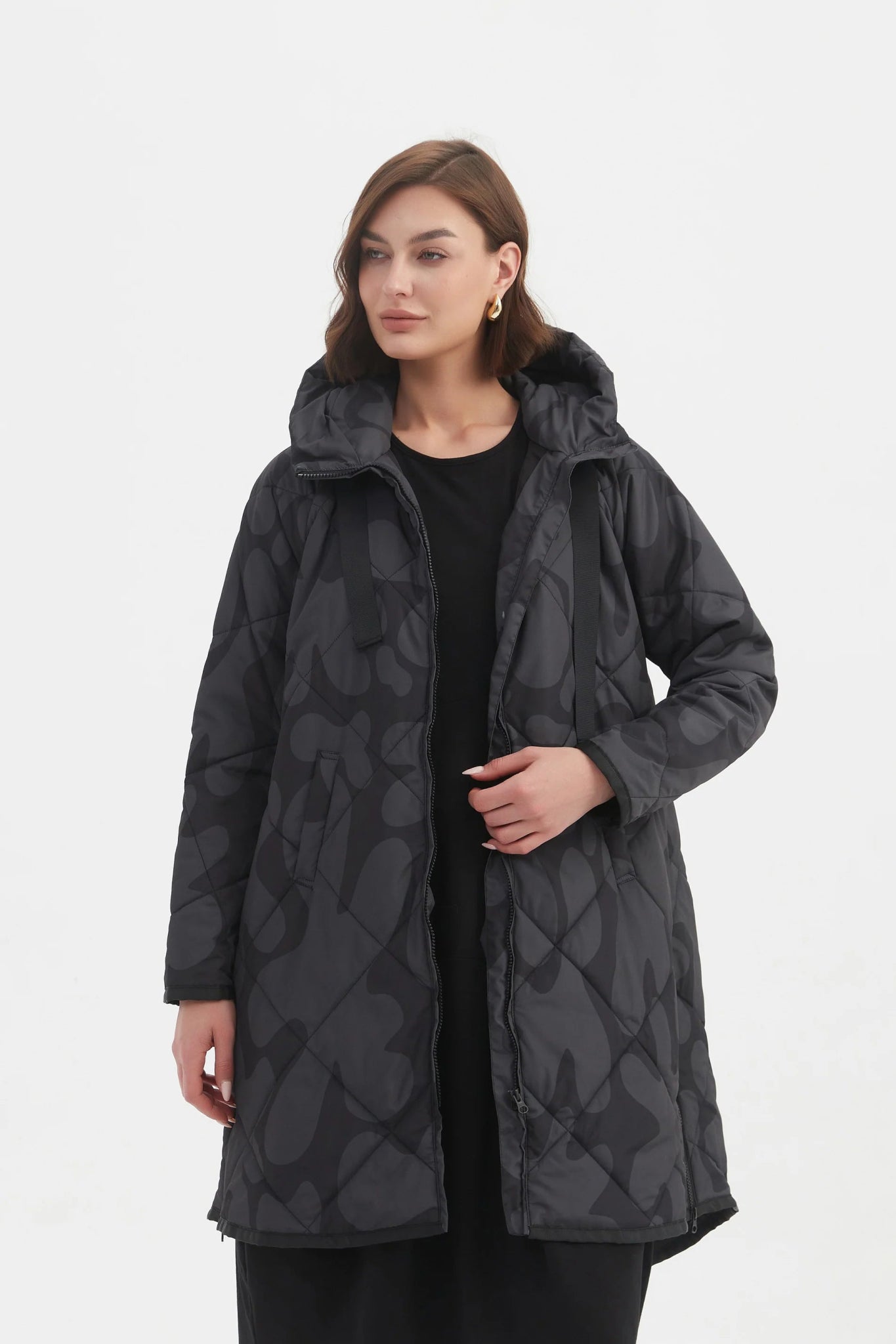 TirelliTirelli Zip Hem Winter Coat CharcoalCoats & JacketsCharcoal/Black - Blue Water Clothing