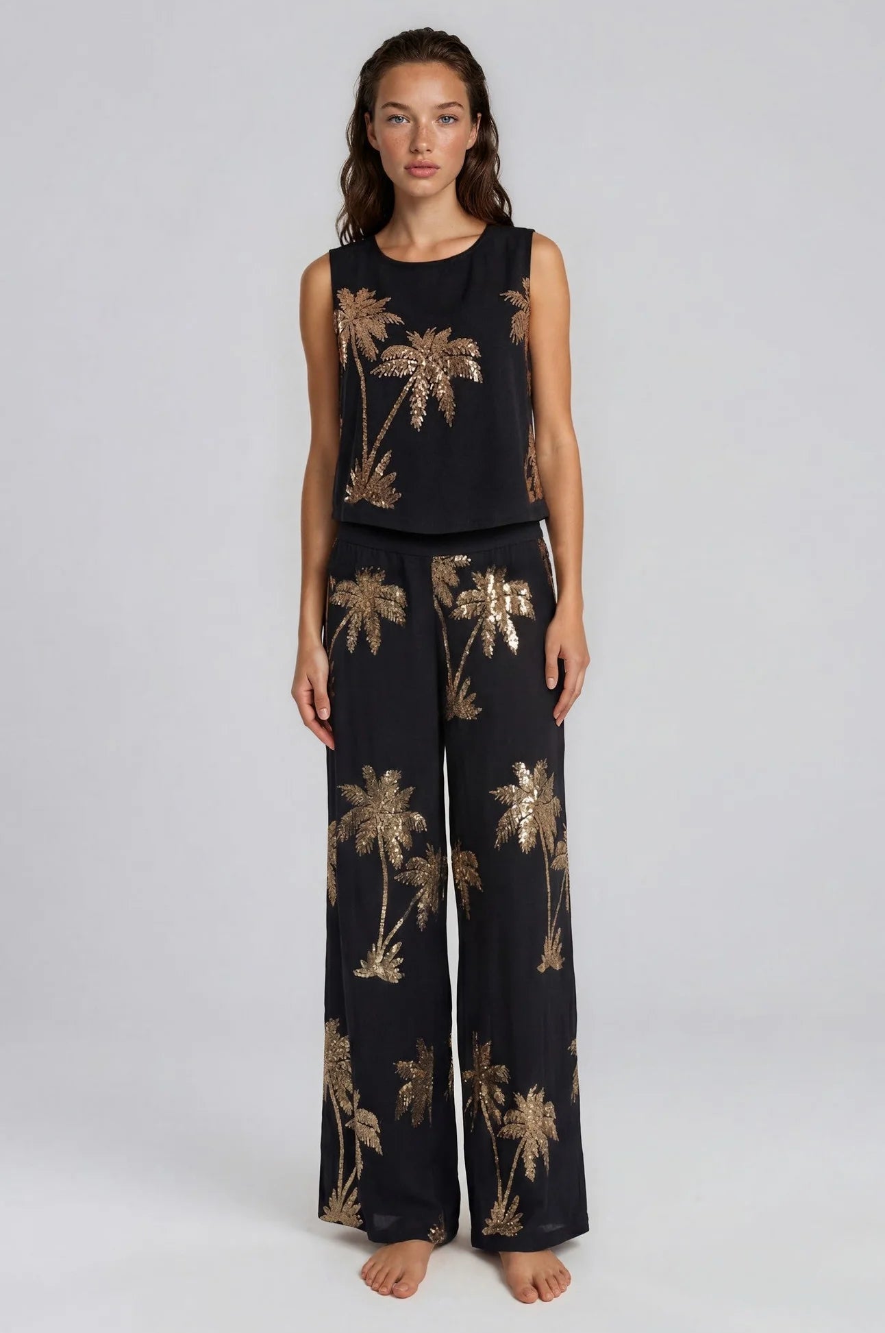 Traffic PeopleTraffic People Rene Trousers Palms Of GoldBottomsBlack - Blue Water Clothing