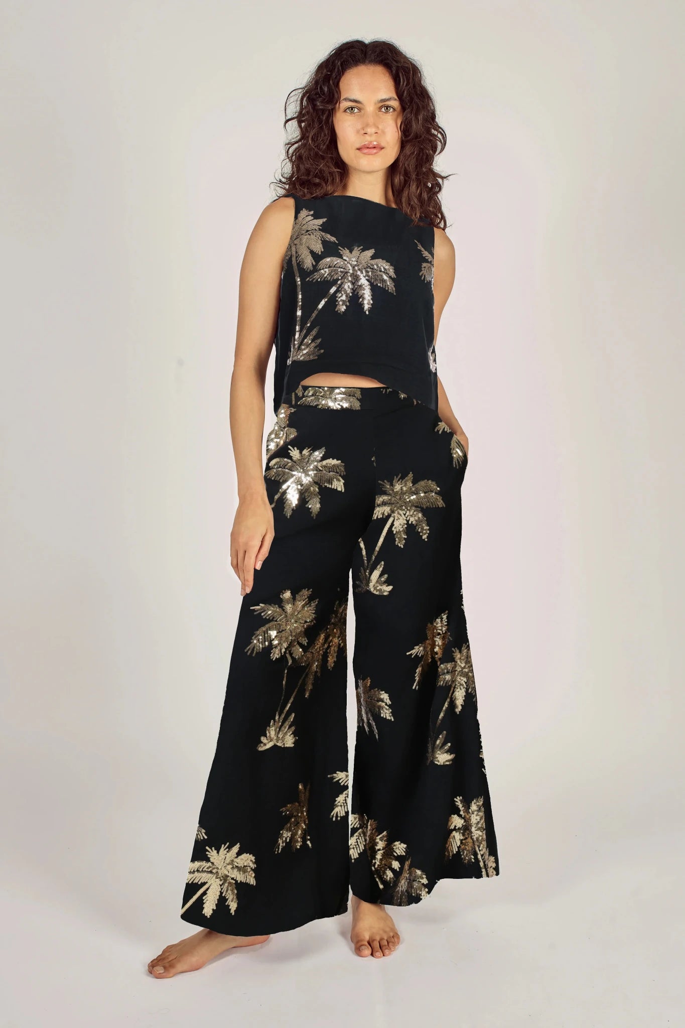 Traffic PeopleTraffic People Rene Trousers Palms Of GoldBottomsBlack - Blue Water Clothing
