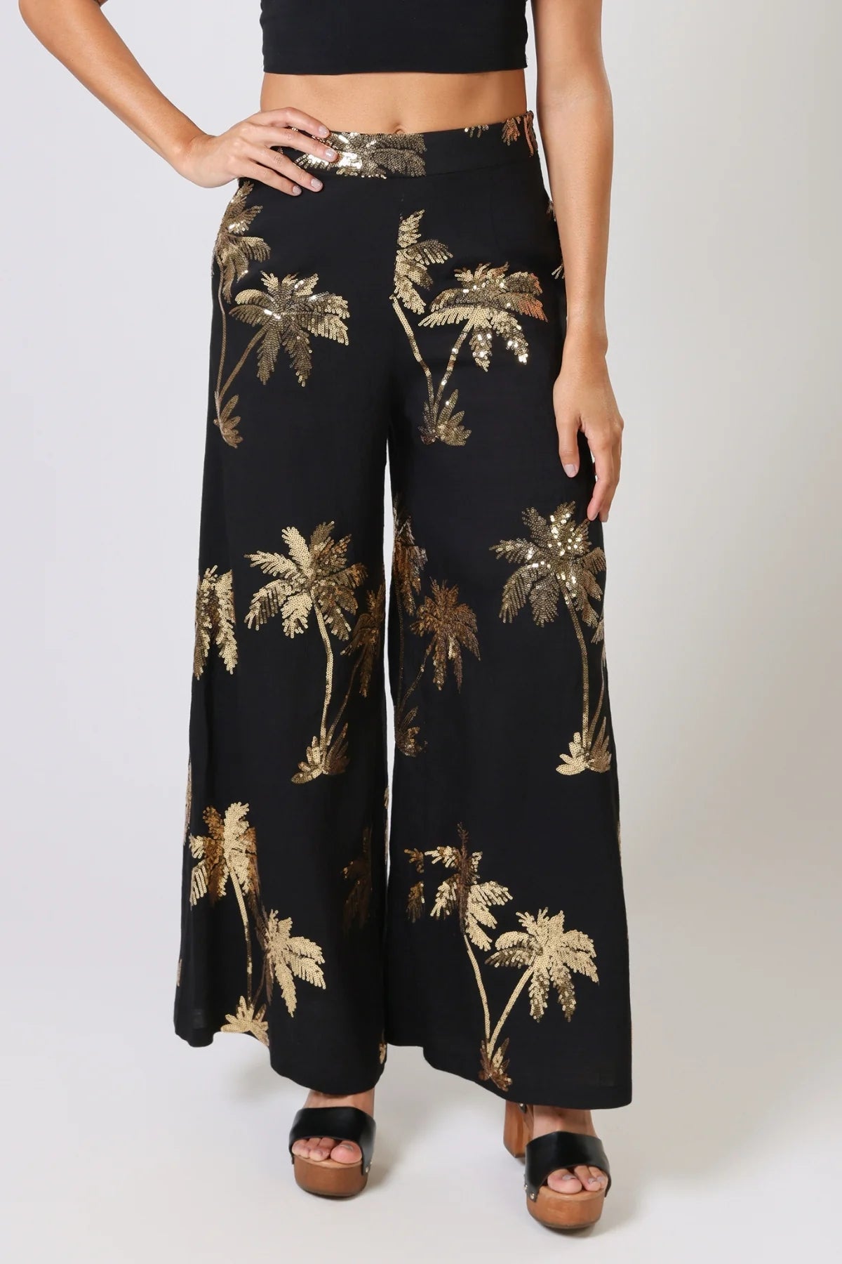 Traffic PeopleTraffic People Rene Trousers Palms Of GoldBottomsBlack - Blue Water Clothing