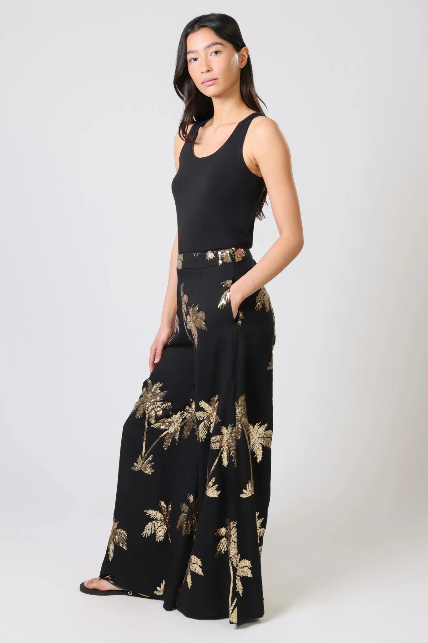 Traffic PeopleTraffic People Rene Trousers Palms Of GoldBottomsBlack - Blue Water Clothing