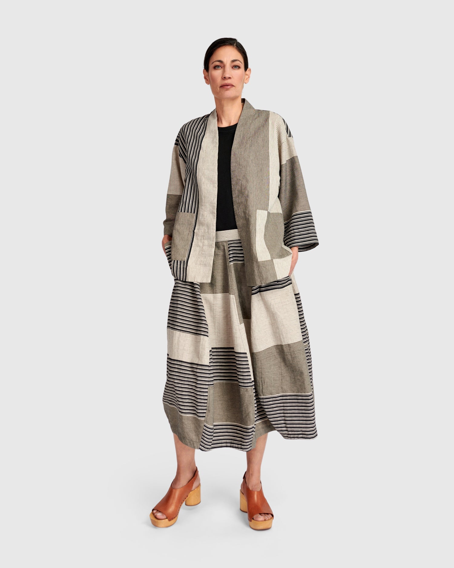 UrbanUrban Stripe Linen Mix JacketCoats & JacketsStone - Blue Water Clothing