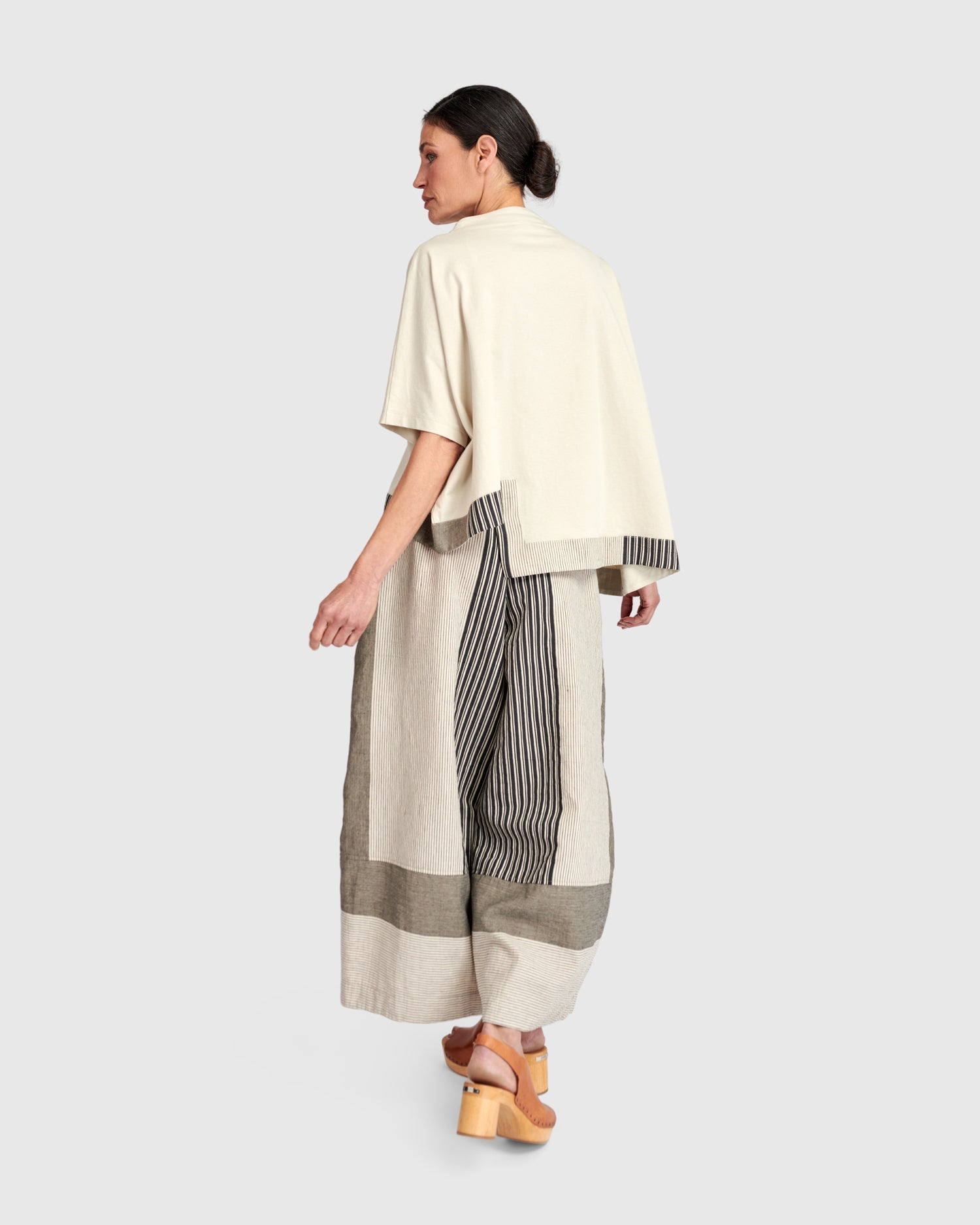 UrbanUrban Stripe Linen Mix TrouserBottomsStone - Blue Water Clothing