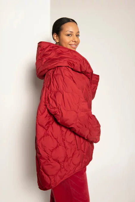 Vetono Hooded Quilted Jacket Red