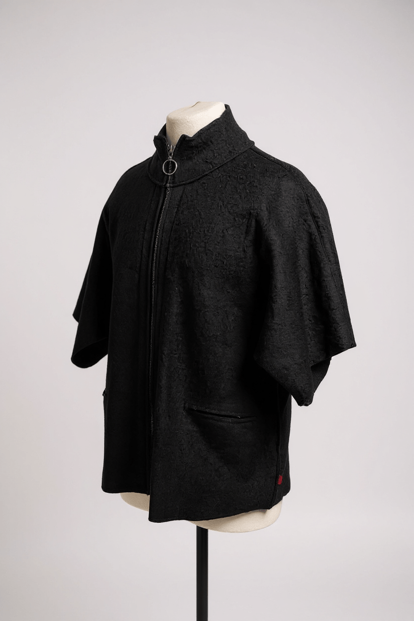 VetonoVetono Boiled Wool Poncho BlackTopsBlack - Blue Water Clothing