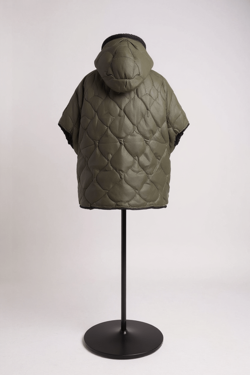 VetonoVetono Reversible Poncho Dark Olive/BlackCoats & JacketsDark Olive/Black - Blue Water Clothing