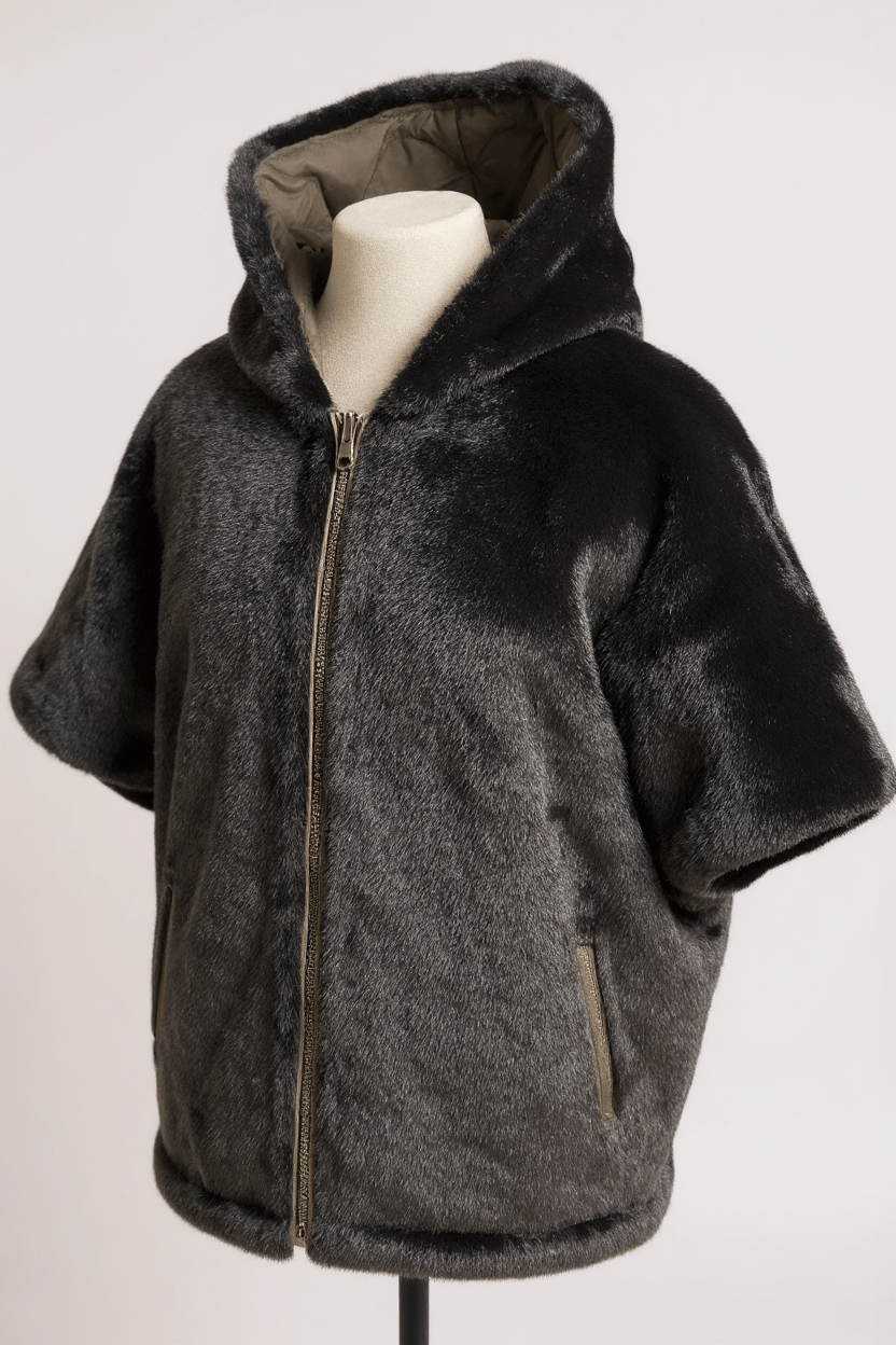 VetonoVetono Reversible Poncho Dark Olive/BlackCoats & JacketsDark Olive/Black - Blue Water Clothing