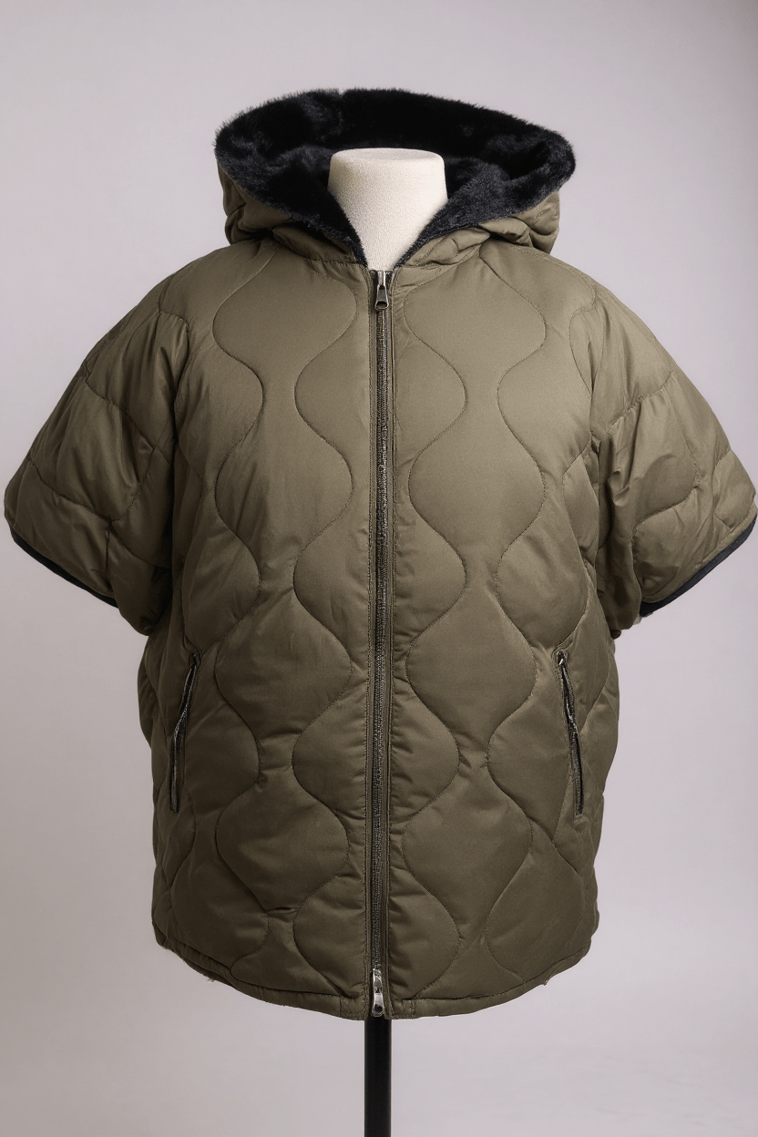 VetonoVetono Reversible Poncho Dark Olive/BlackCoats & JacketsDark Olive/Black - Blue Water Clothing