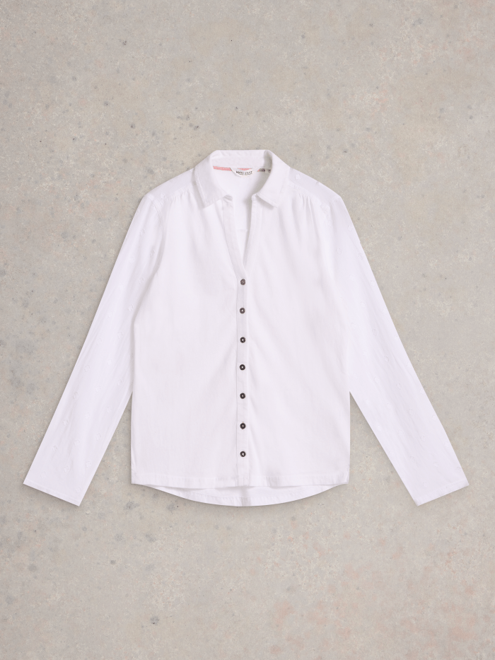 White Stuff Annie Mix Jersey Shirt - Blue Water Clothing