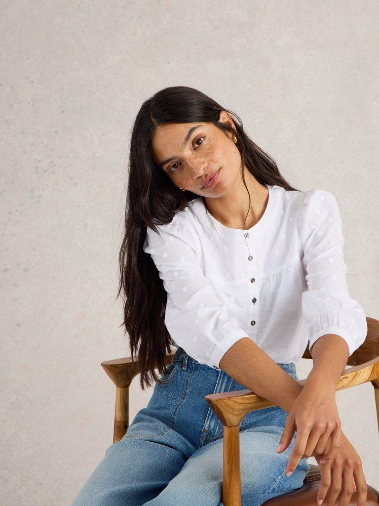 WHITE STUFF ELISE DOBBY MIX TOP - Blue Water Clothing