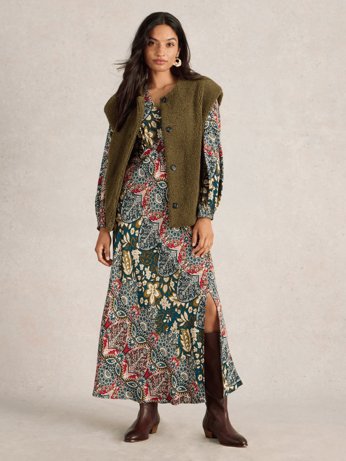 White Stuff Hope Bias Cut Dress - Blue Water Clothing