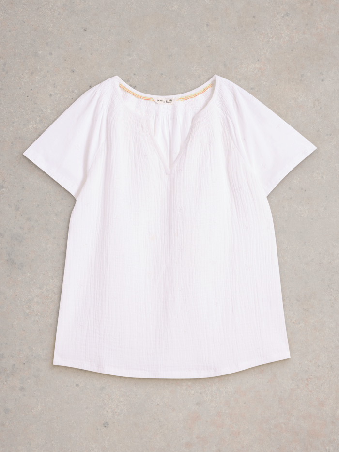 White Stuff Luella Notch Neck Top - Blue Water Clothing