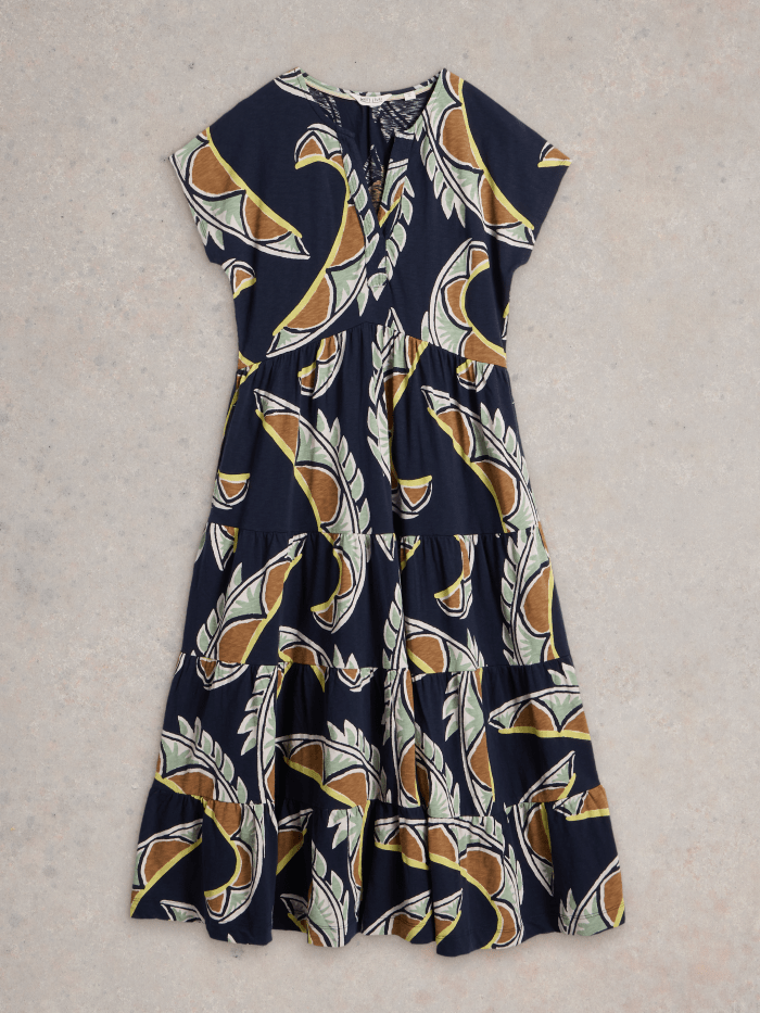 White Stuff Tabitha Jersey Midi Dress - Blue Water Clothing