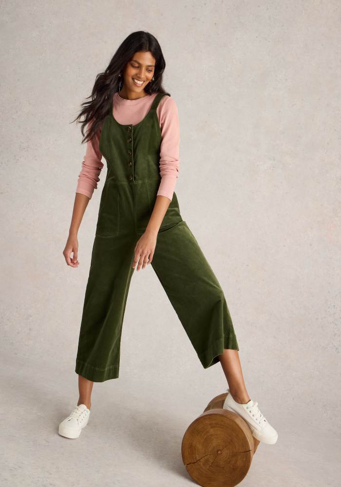 White Stuff Viola Cord Dungaree - Blue Water Clothing