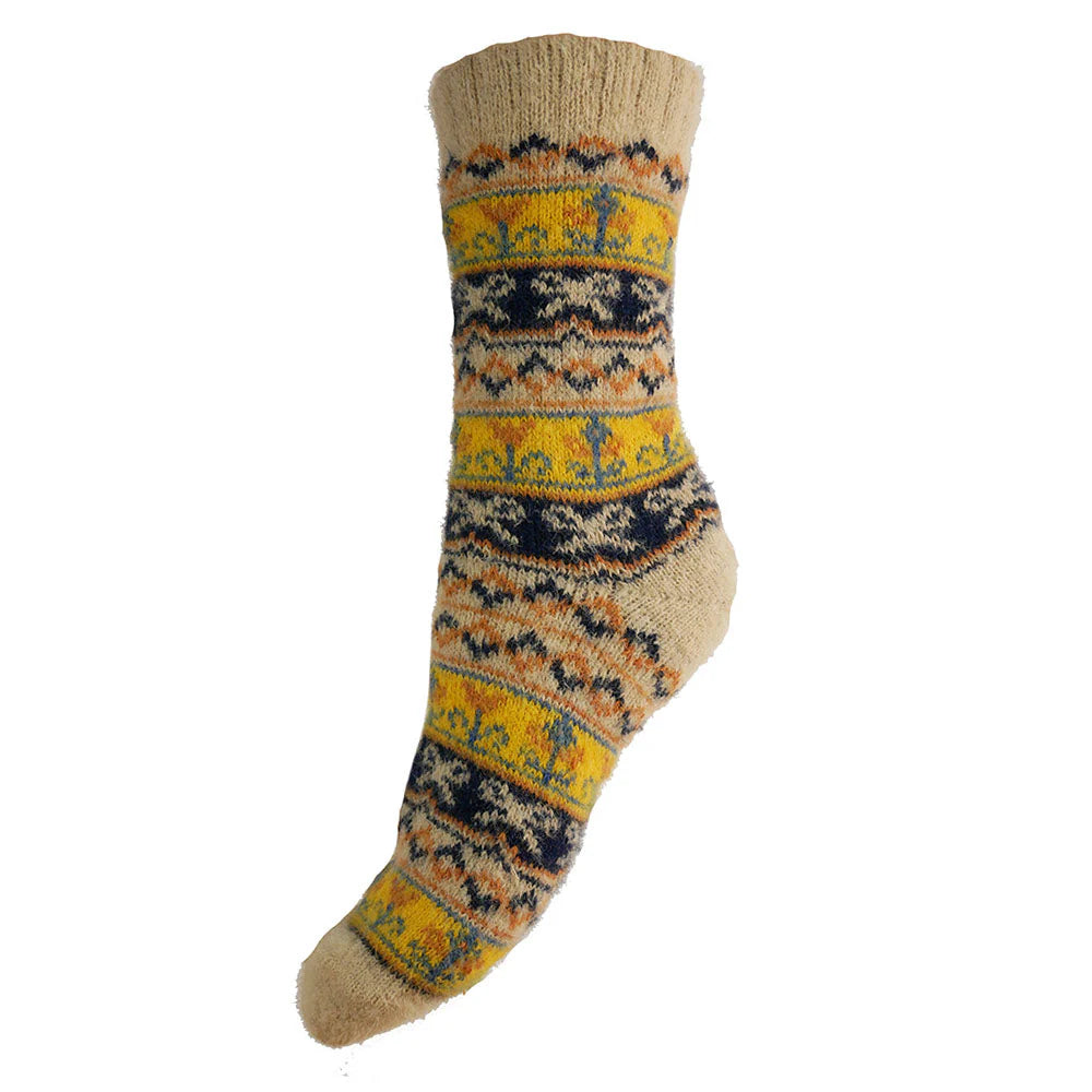Gemjar Fawn and yellow bow patterned Wool Blend socks