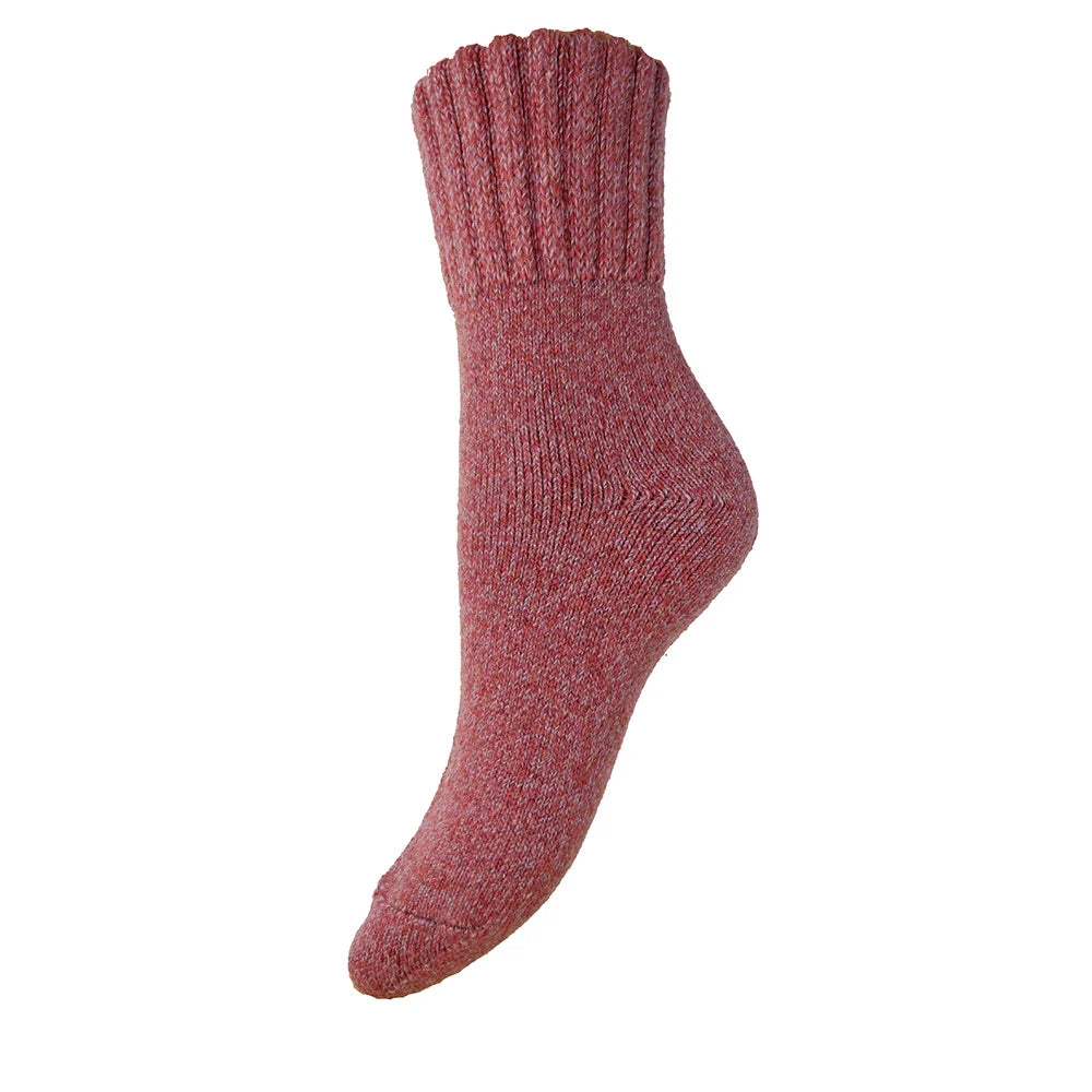 Gemjar Plum marl thick wool blend socks with ribbed cuff