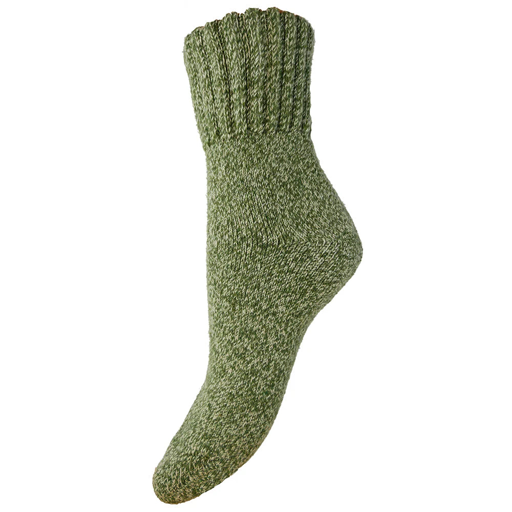 Gemjar Green marl thick wool blend socks with ribbed cuff