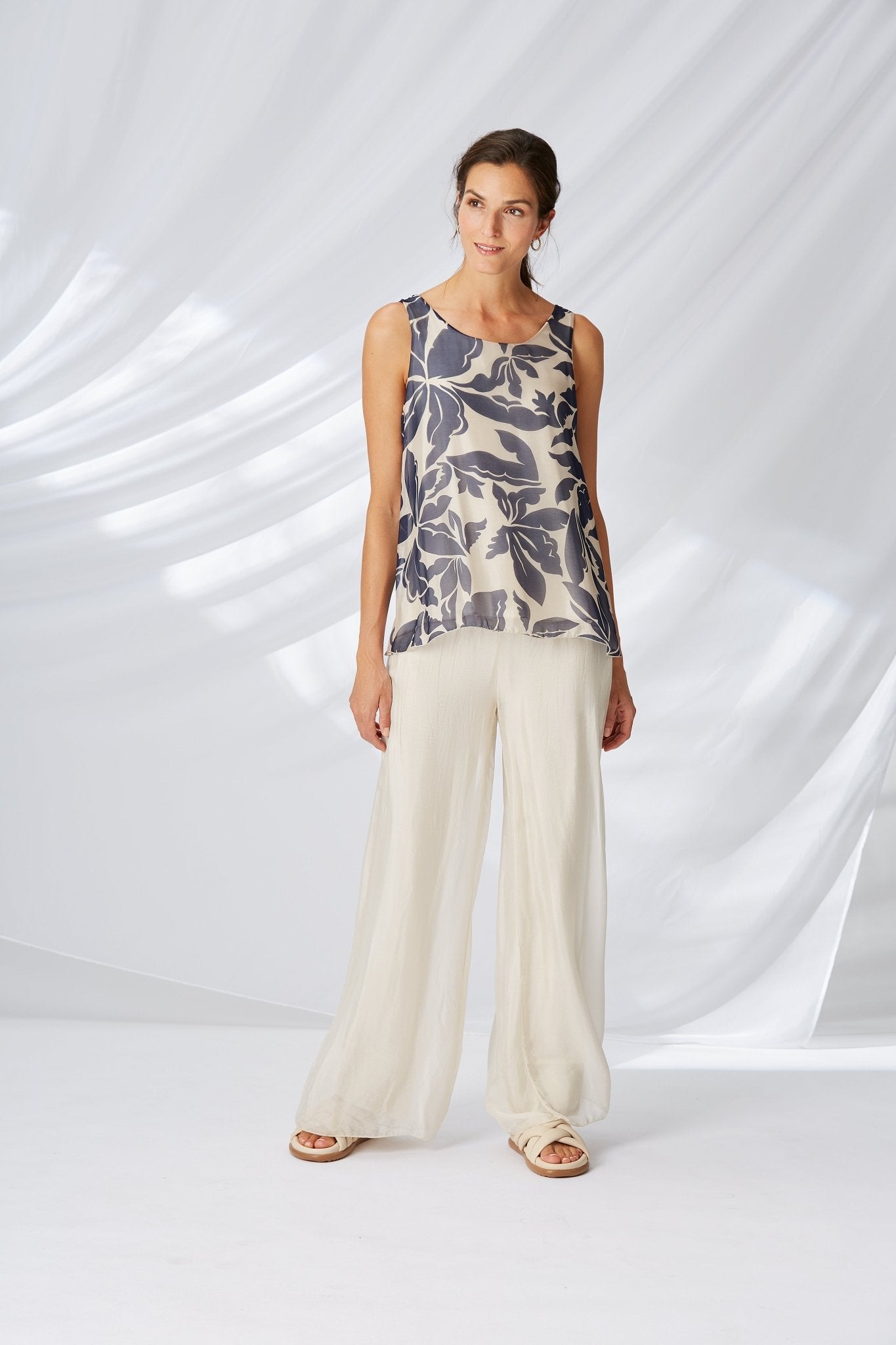 Yellow LabelYellow Label Wide Leg Trousers Off WhiteBottomsOff White - Blue Water Clothing